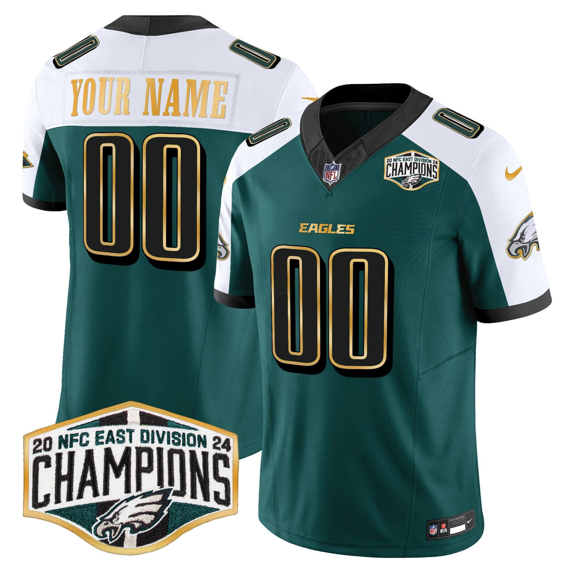 Camisa NFL 2024 NFC East Division Champions Dourada Trim Vapor Limited Jersey