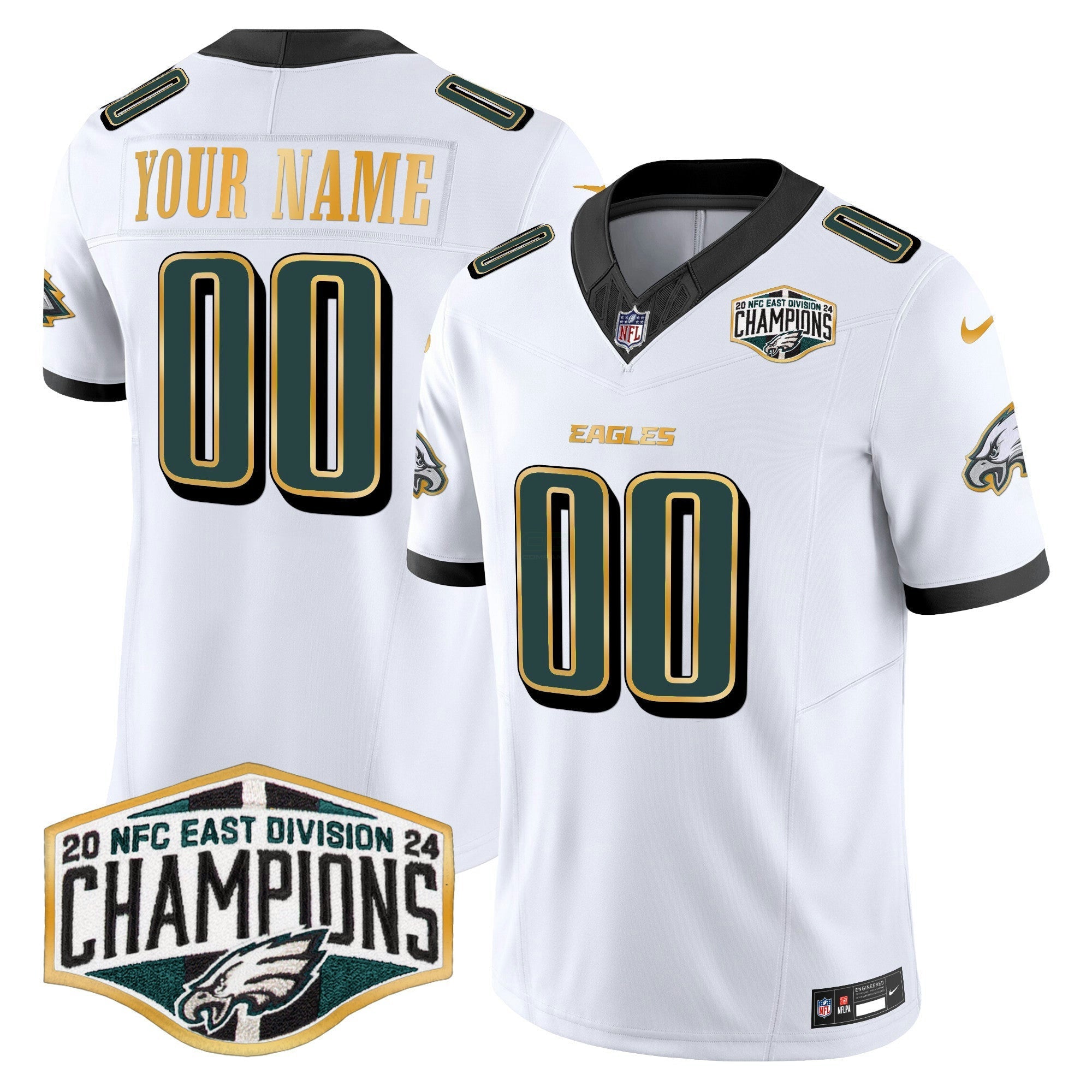 Camisa NFL 2024 NFC East Division Champions Dourada Trim Vapor Limited Jersey