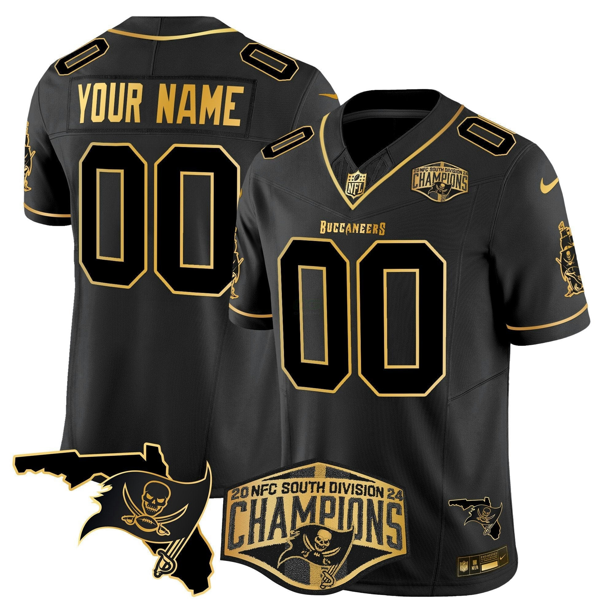 Camisa NFL 2024 NFC South Division Champions Patch Dourada Vapor Limited Jersey
