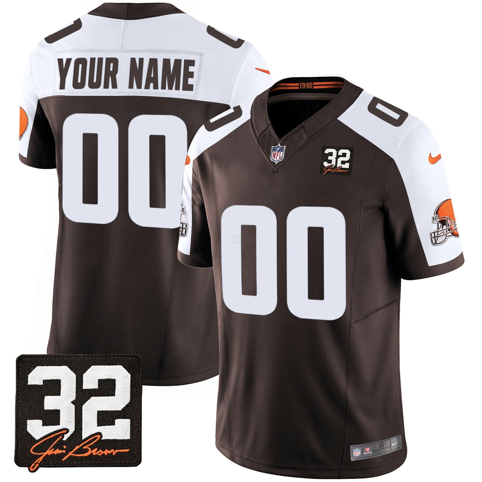 Camisa NFL #32 Jim Brown Memorial Patch Jersey