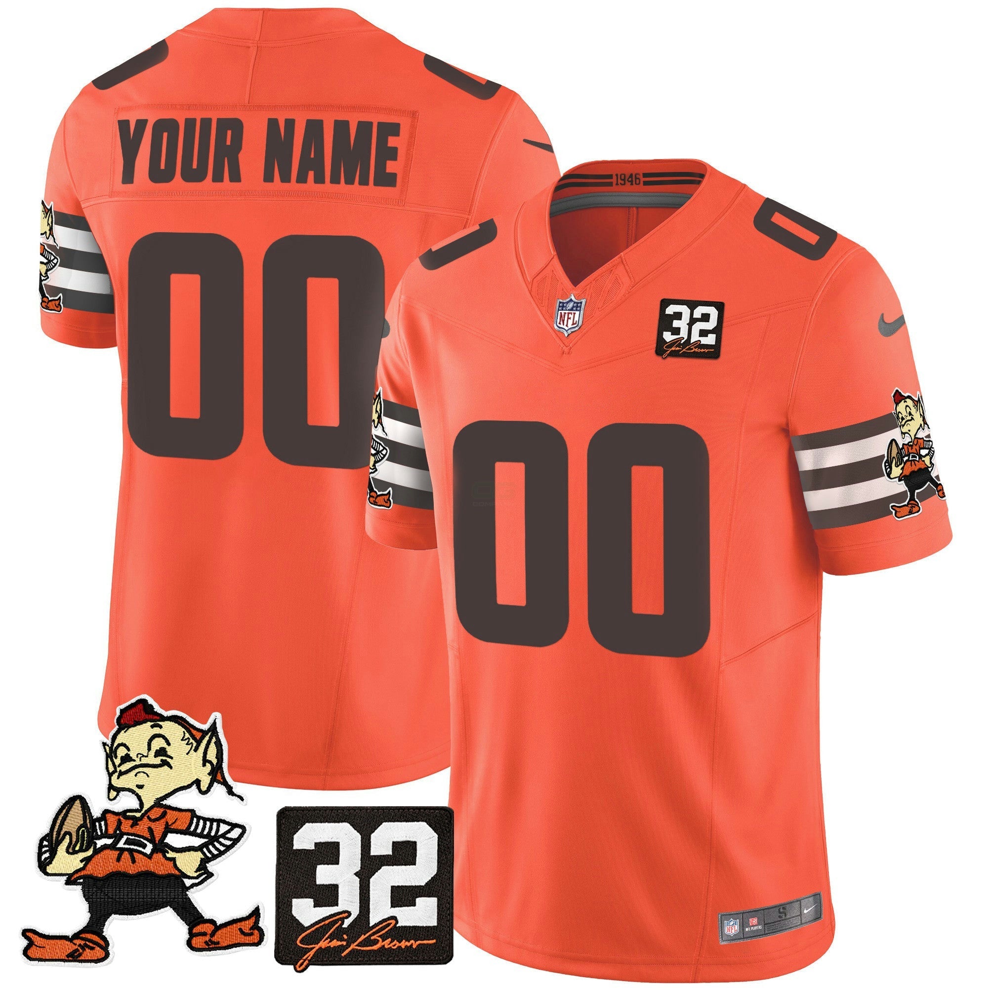 Camisa NFL #32 Jim Brown Memorial Patch Vapor Limited Jersey V2