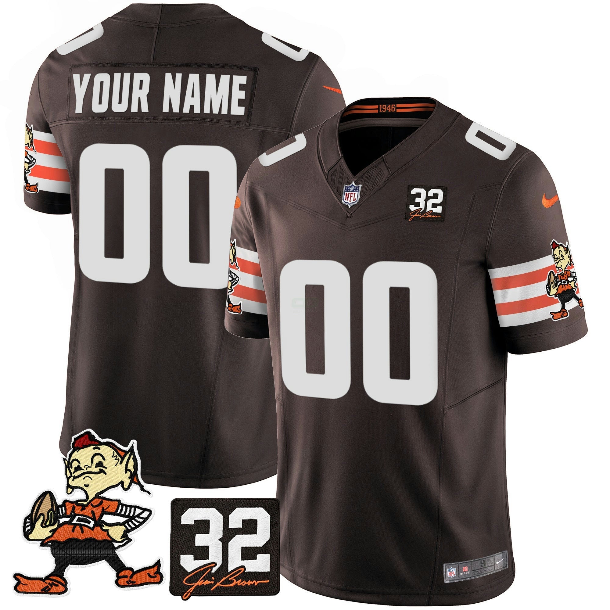 Camisa NFL #32 Jim Brown Memorial Patch Vapor Limited Jersey V2
