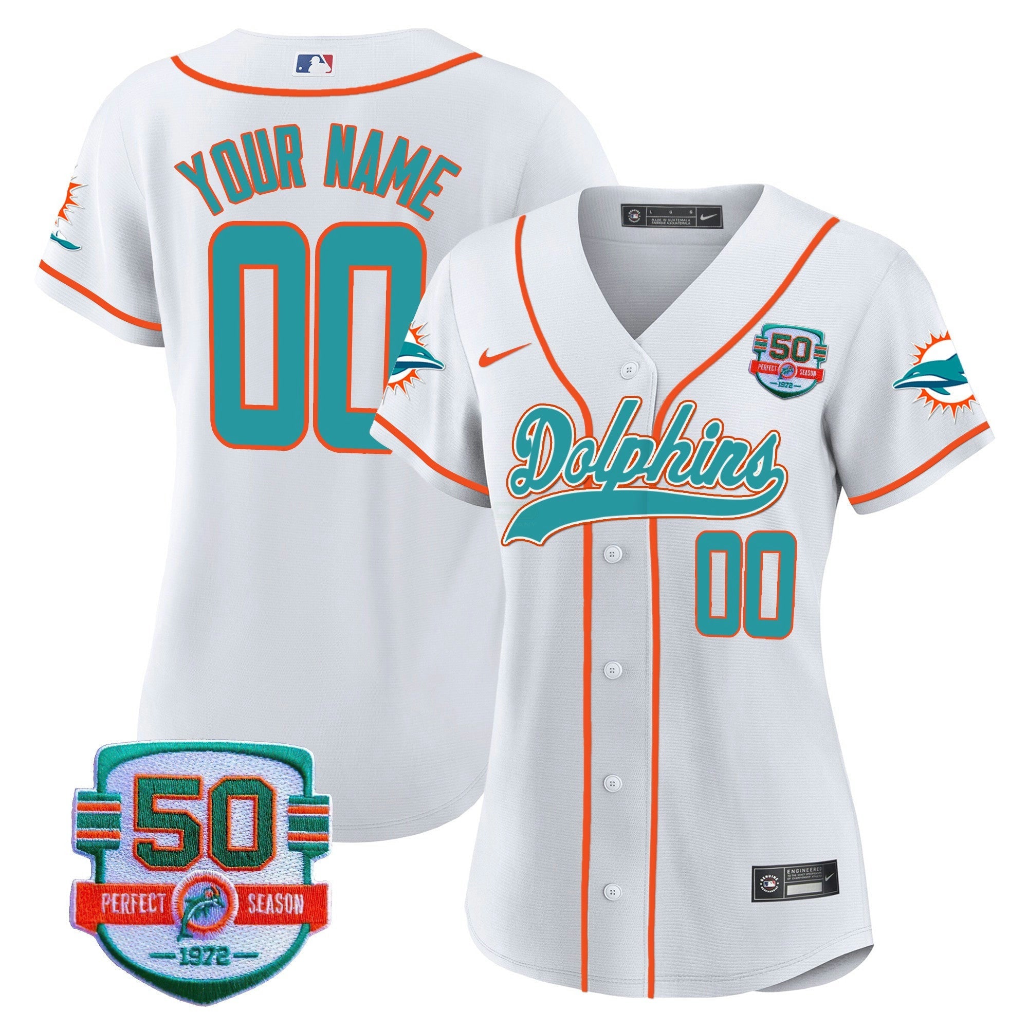 Camisa NFL 50th 1972 Perfect Season Patch Jersey