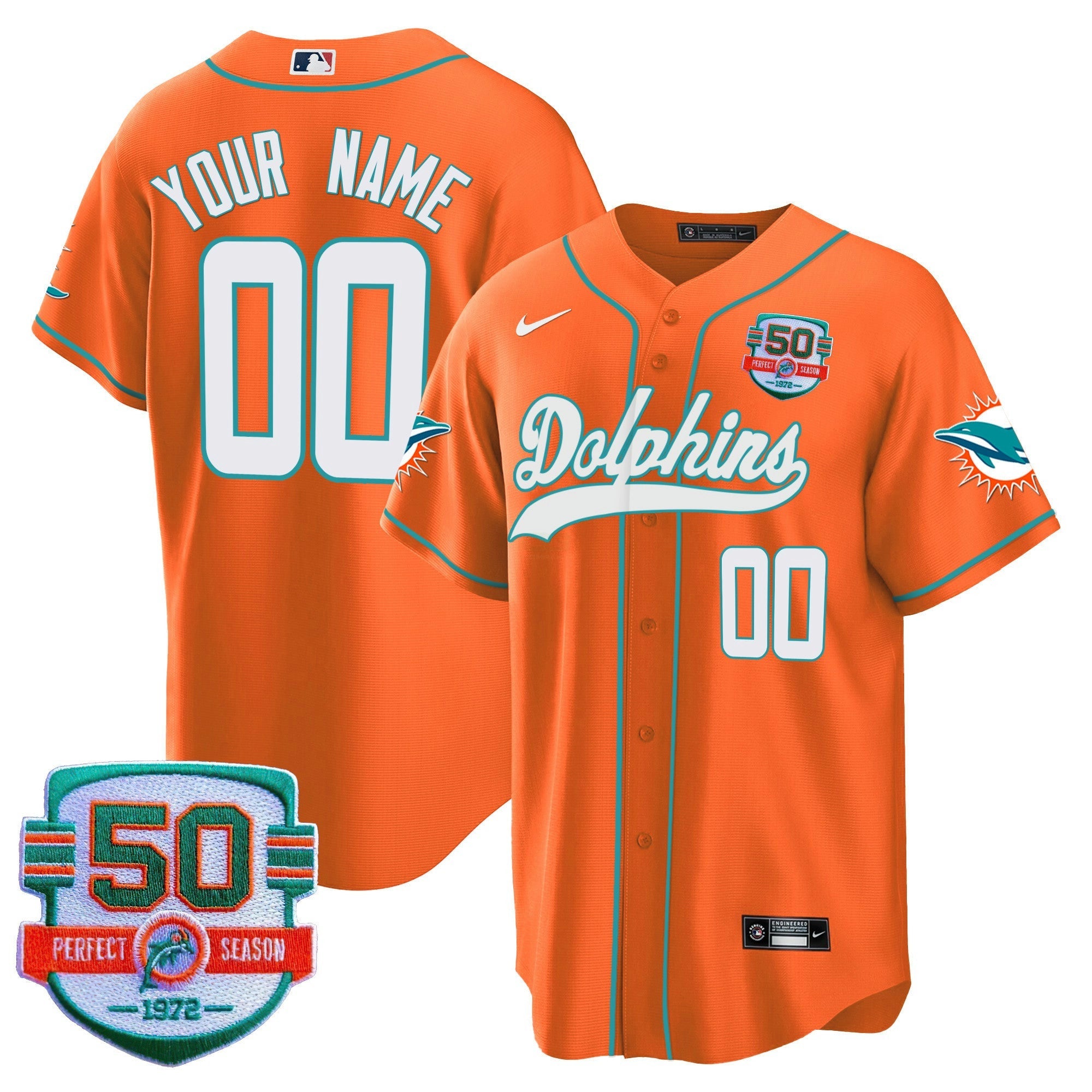 Camisa NFL 50th 1972 Perfect Season Patch Jersey