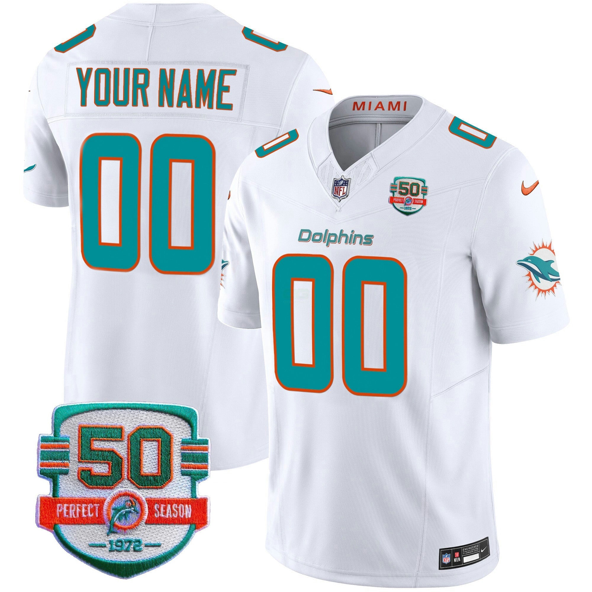 Camisa NFL 50th 1972 Perfect Season Patch Vapor Jersey