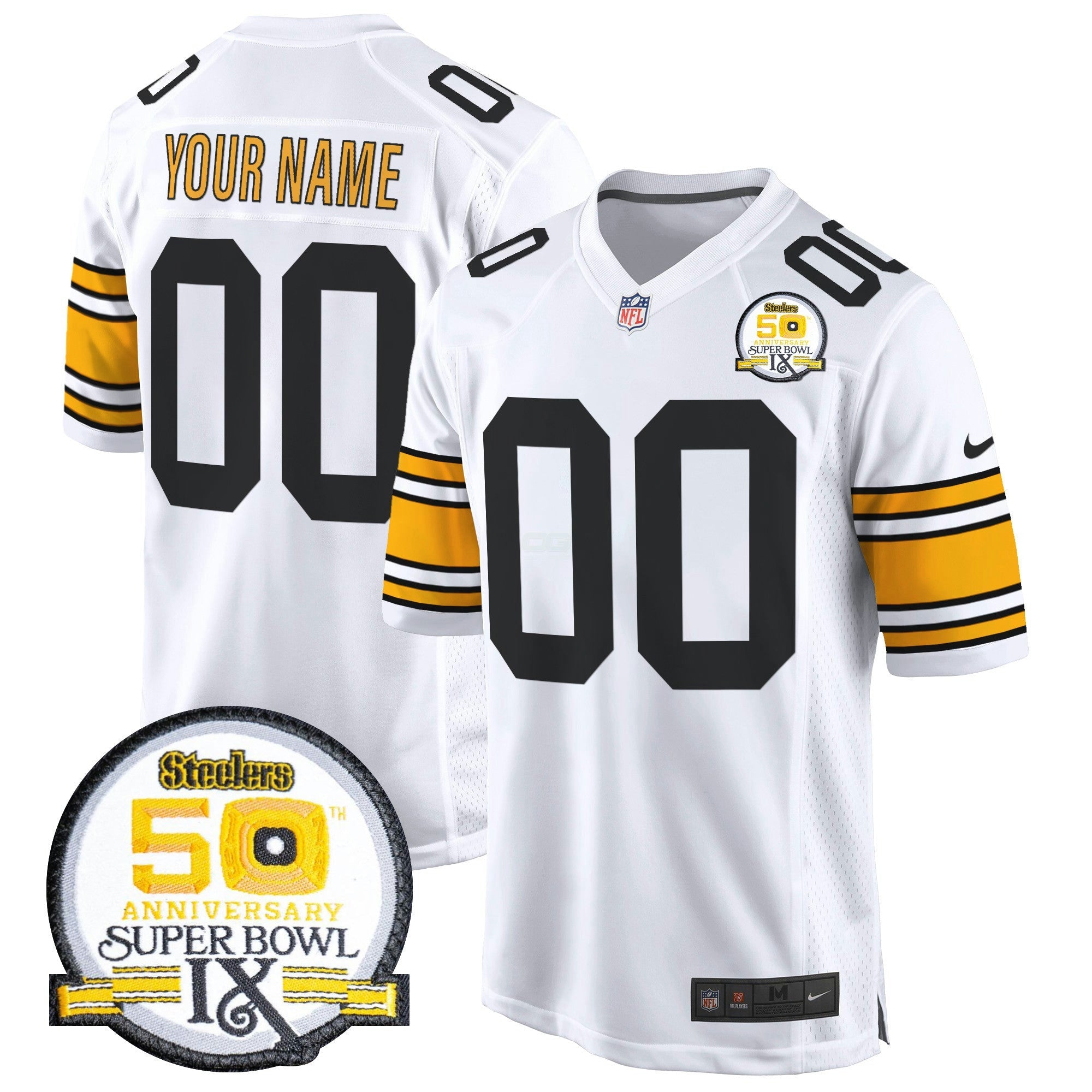 Camisa NFL 50th Anniversary Of Super Bowl IX Patch Game Jersey