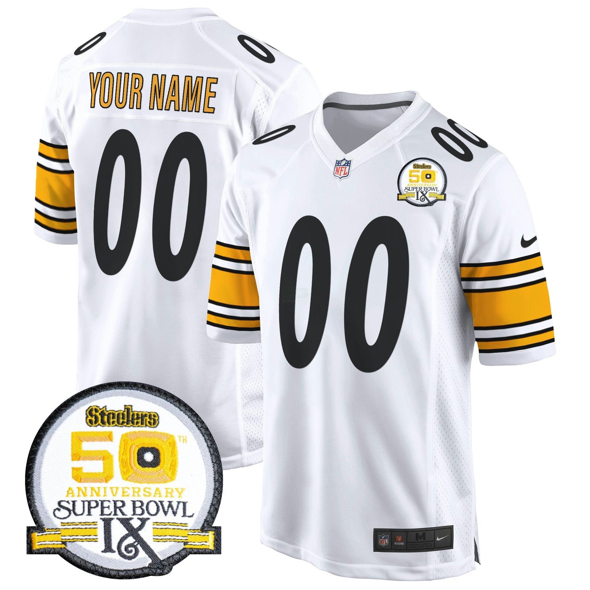 Camisa NFL 50th Anniversary Of Super Bowl IX Patch Game Jersey