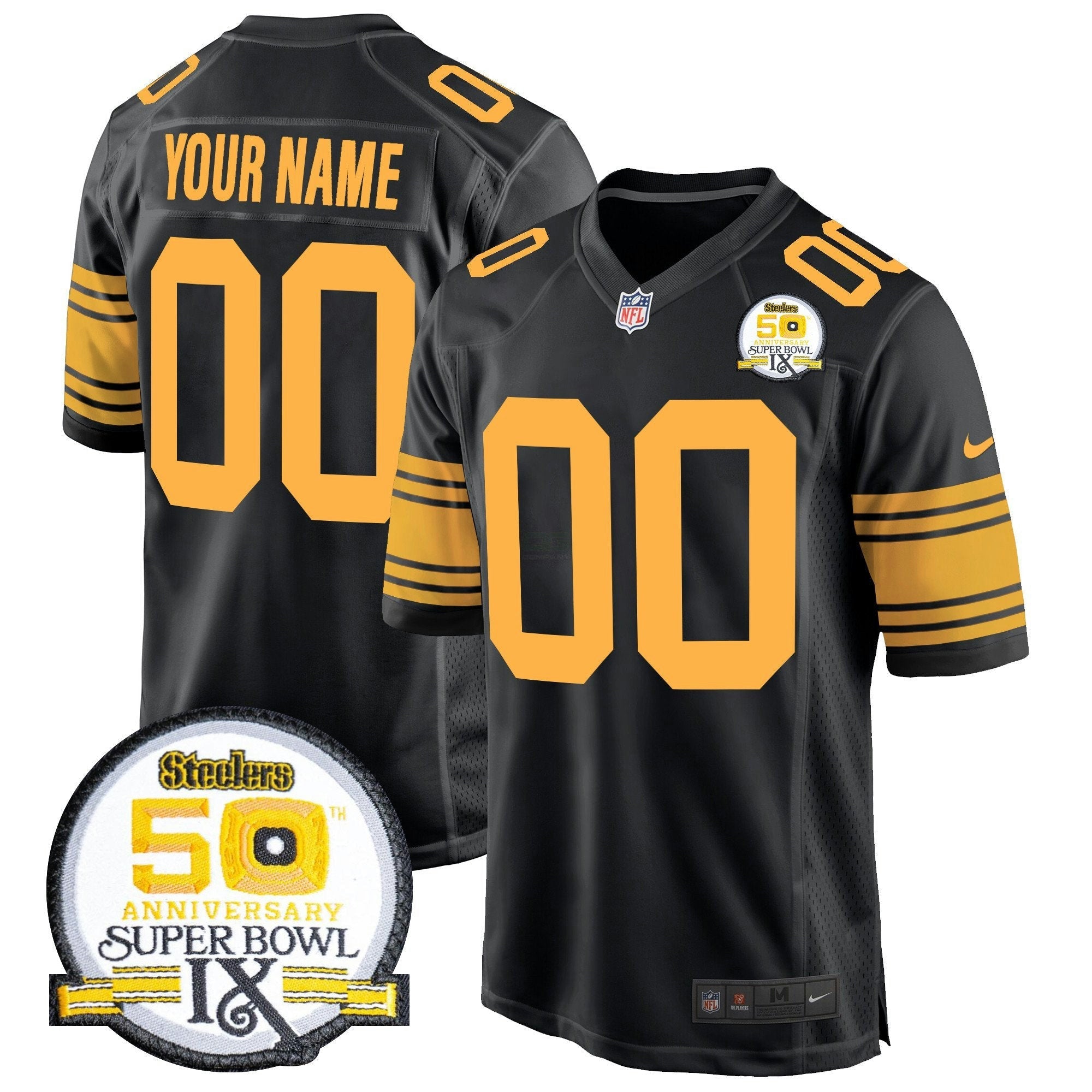 Camisa NFL 50th Anniversary Of Super Bowl IX Patch Game Jersey