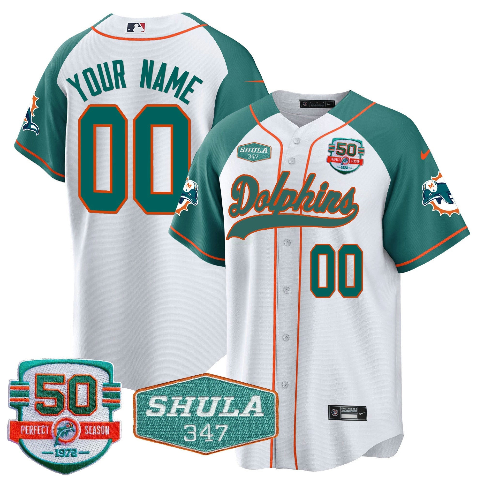 Camisa NFL 50th & Don Shula 347 Memorial Patch Jersey