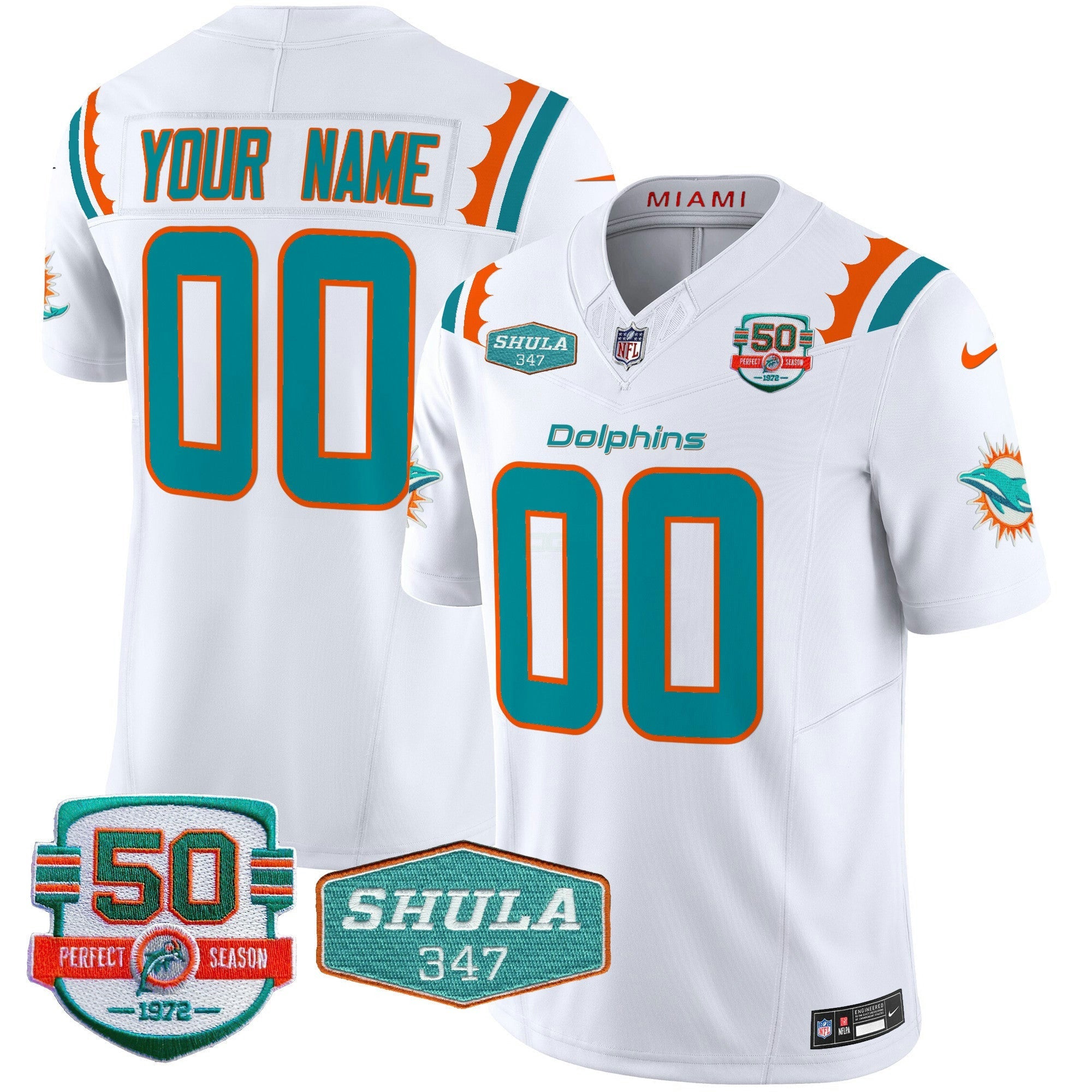Camisa NFL 50th & Don Shula 347 Memorial Patch Vapor Limited Jersey