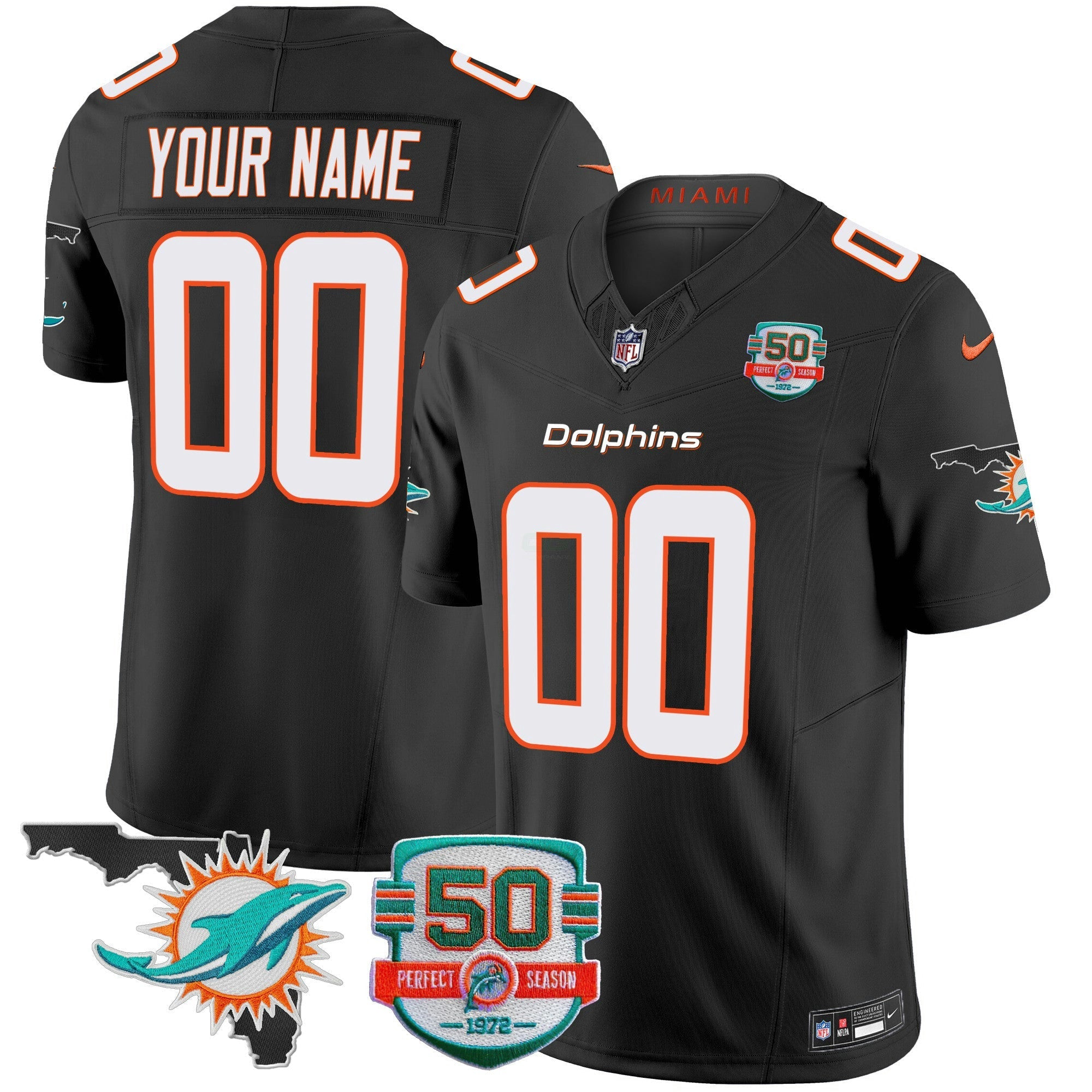 Camisa NFL 50th Perfect Season & Florida Patch Vapor Jersey