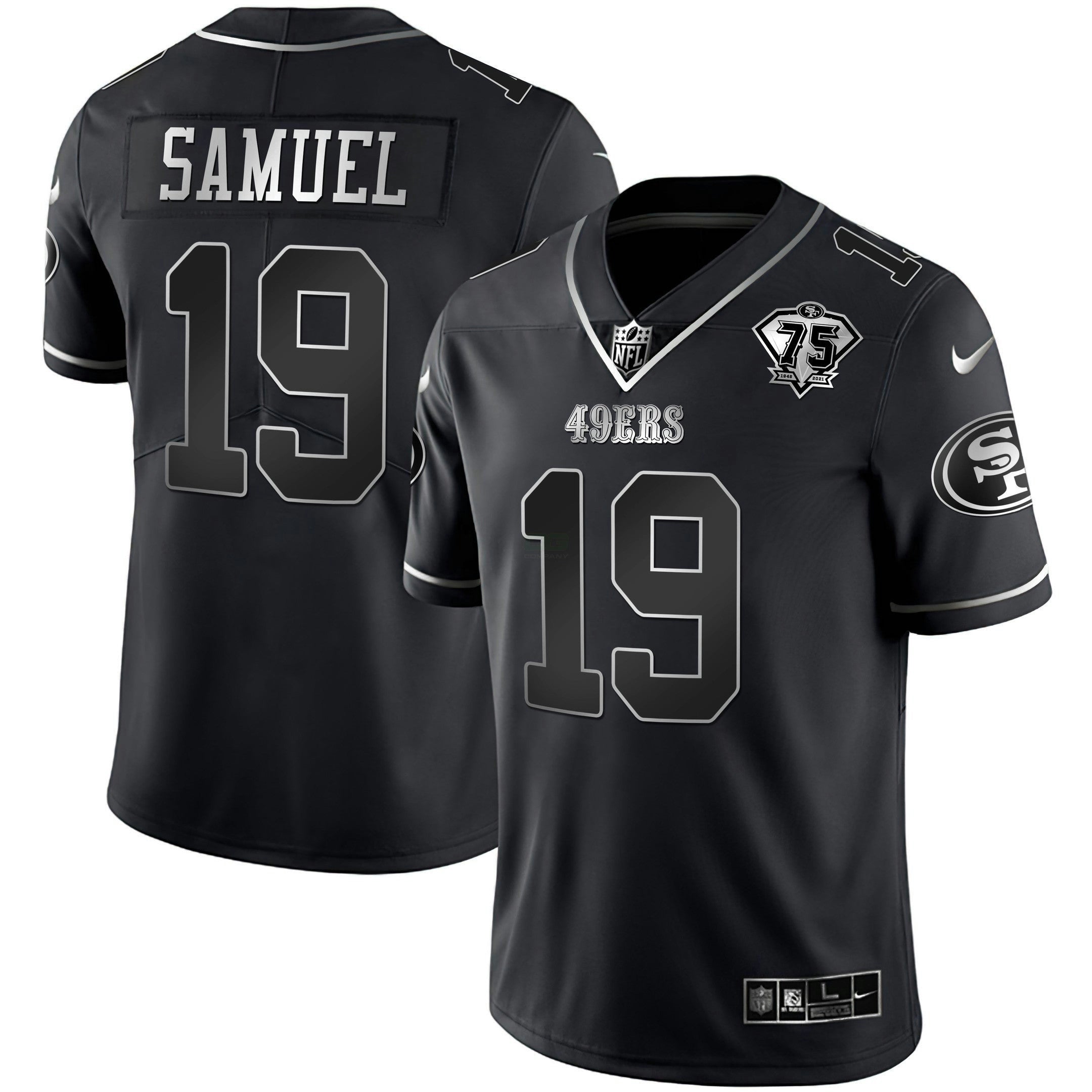 Camisa NFL 75th Anniversary Patch Preta Prata Limited