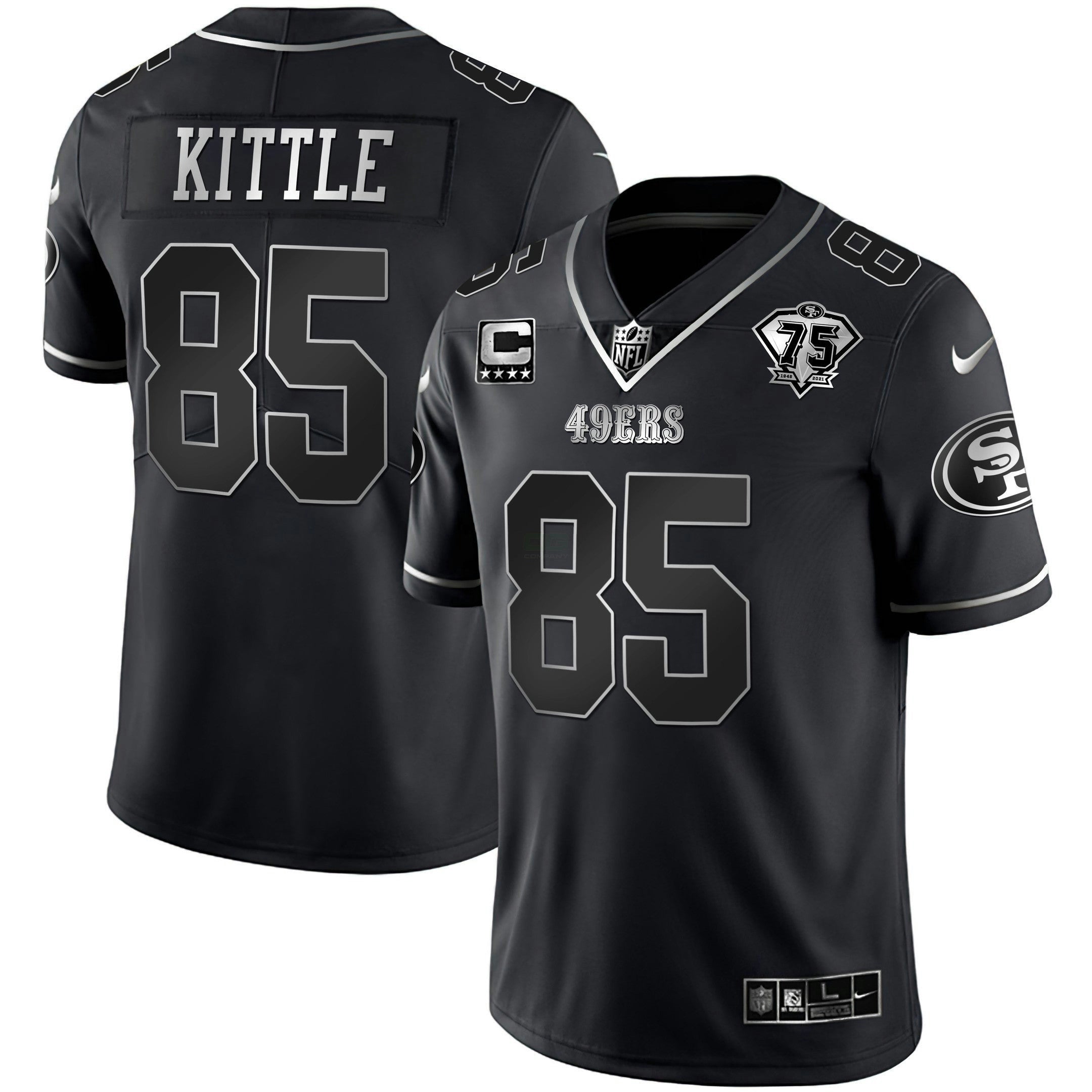 Camisa NFL 75th Anniversary Patch Preta Prata Limited