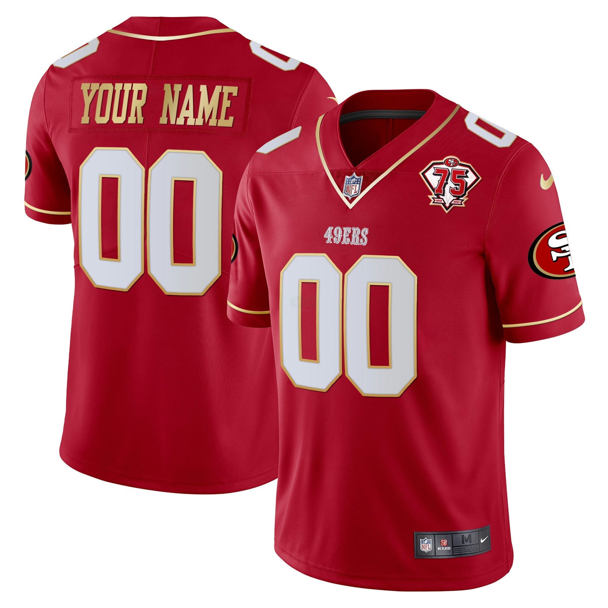 Camisa NFL 75th Anniversary Patch Vapor Dourada Trim Jersey V2
