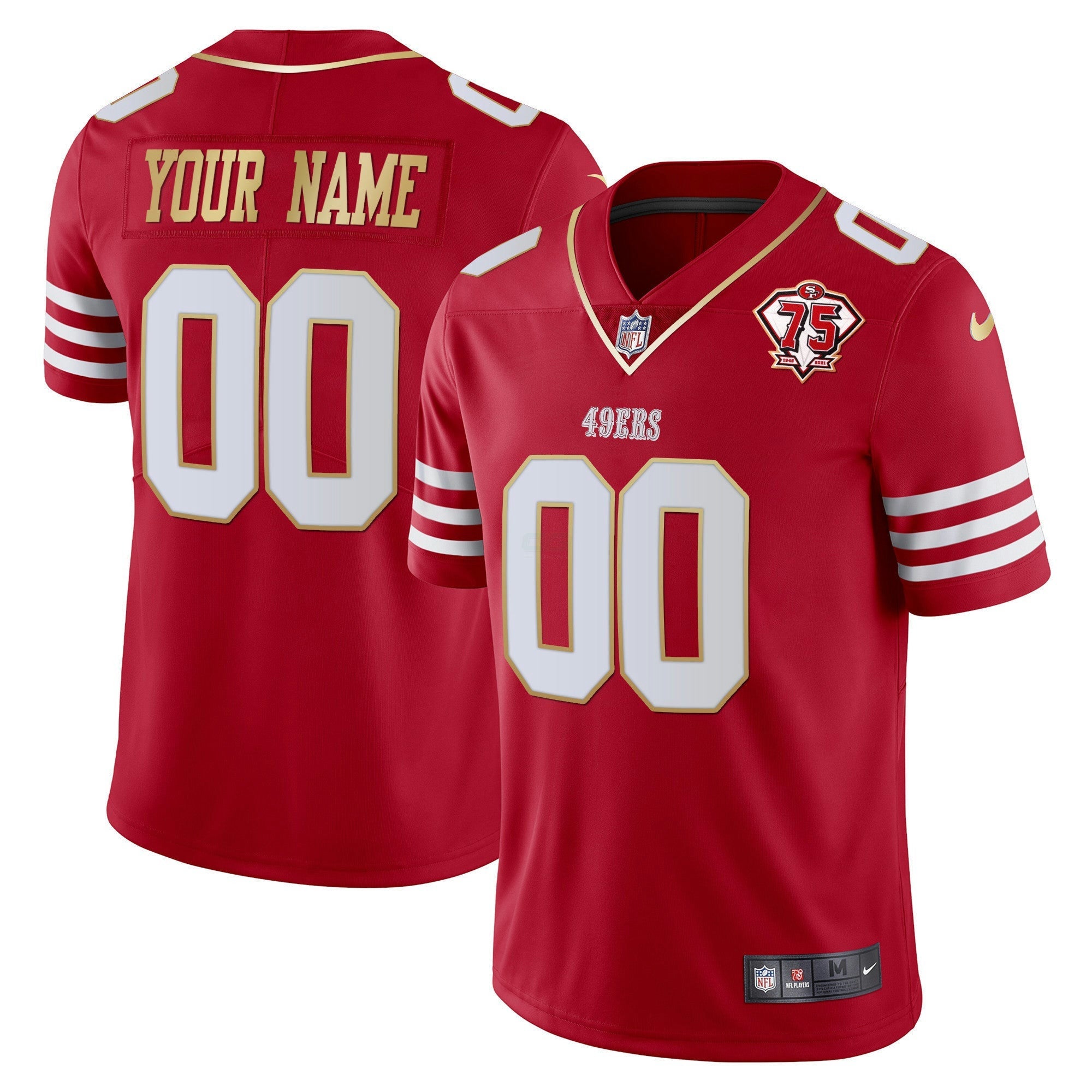 Camisa NFL 75th Anniversary Patch Vapor Dourada Trim Jersey