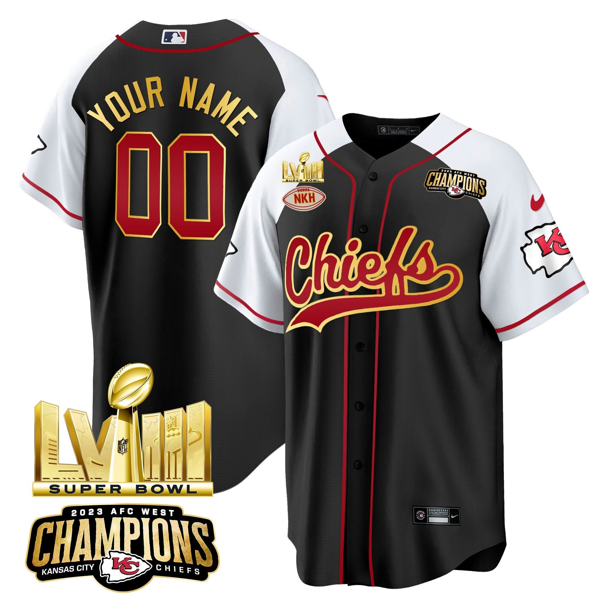 Camisa NFL AFC West Champions & Super Bowl LVIII Dourada Patch Jersey