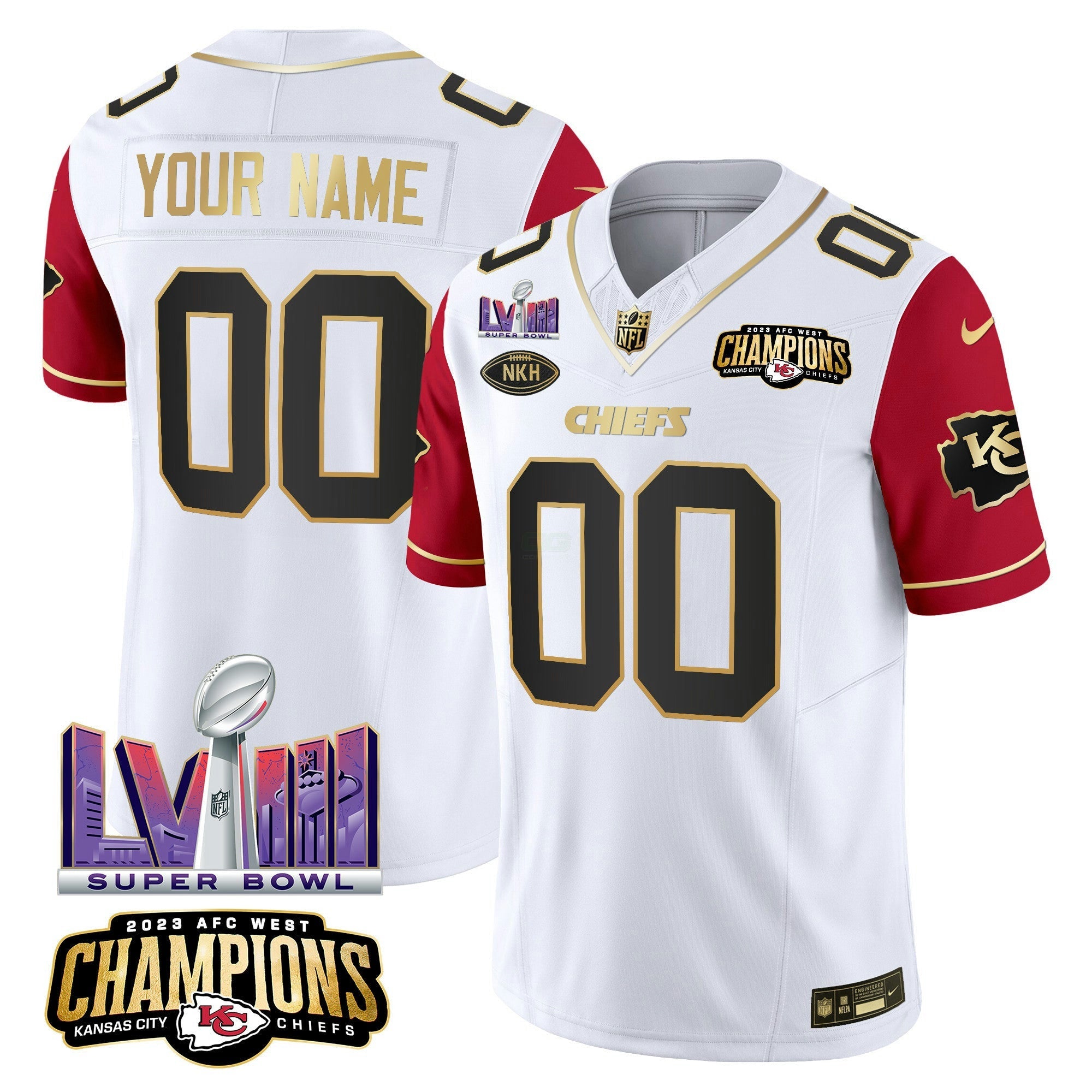 Camisa NFL AFC West Champions & Super Bowl LVIII Patch Vapor Jersey V2