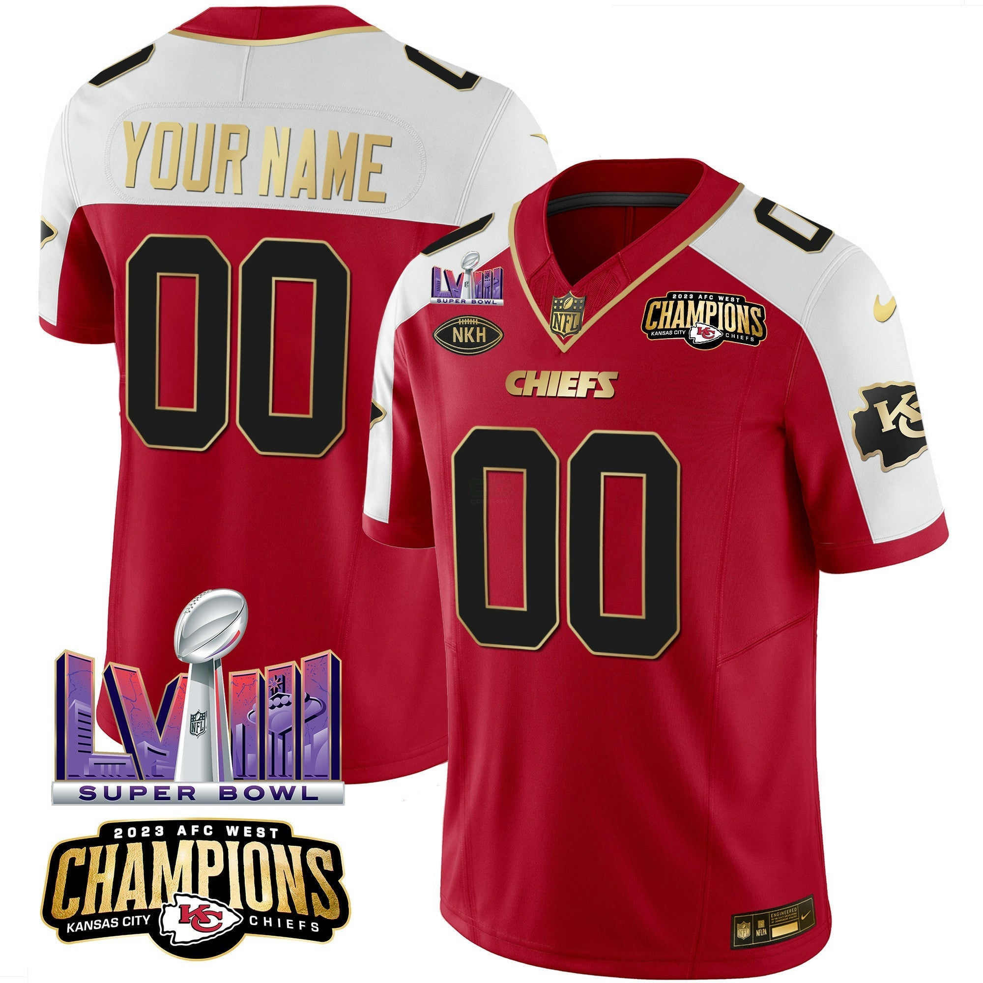 Camisa NFL AFC West Champions & Super Bowl LVIII Patch Vapor Jersey