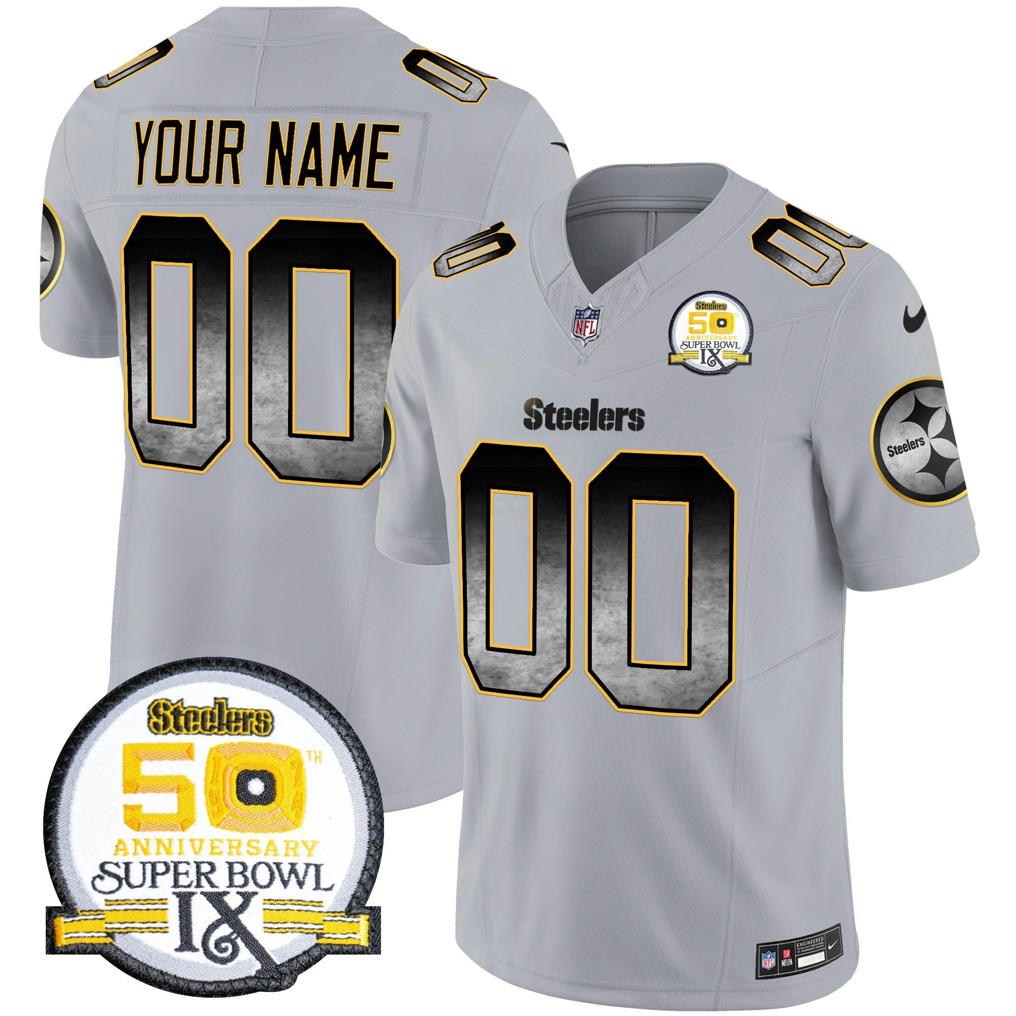 Camisa NFL Arch Smoke 50th Anniversary Of Super Bowl IX Patch Vapor Limited Jersey