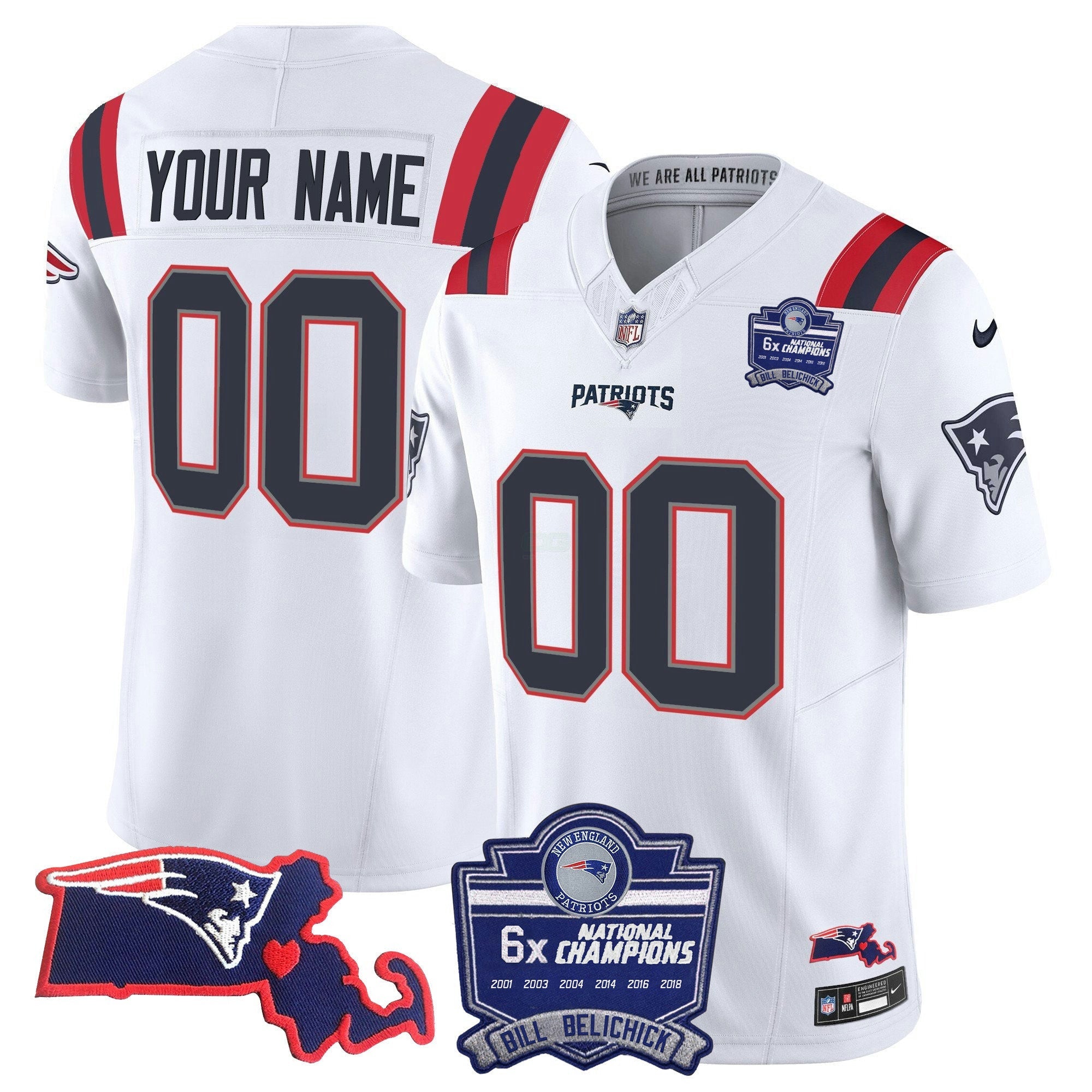 Camisa NFL Bill Belichick 6x Champions Patch Vapor Jersey