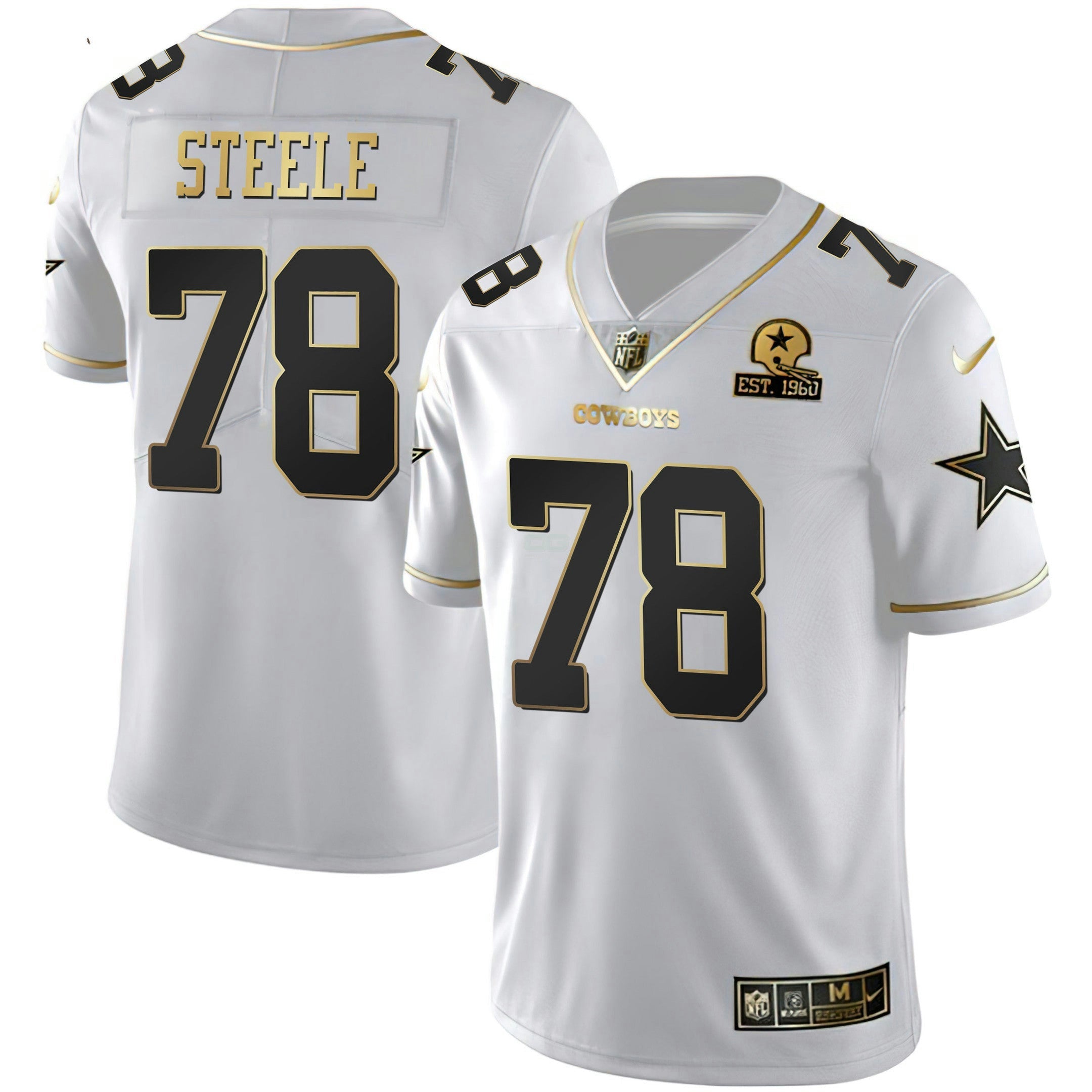 Camisa NFL Branca Dourada Est 1960 Patch
