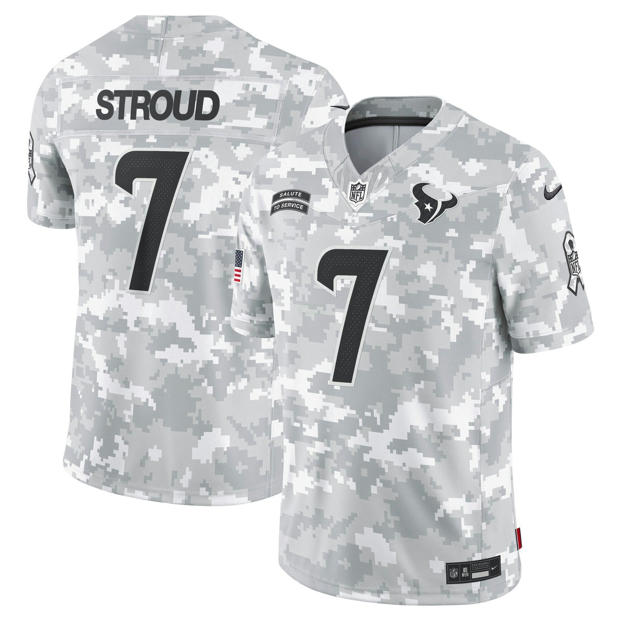 Camisa NFL C.J. Stroud Houston 2024 Salute to Service Vapor Limited Jersey – Arctic Camo - Arctic Camuflada