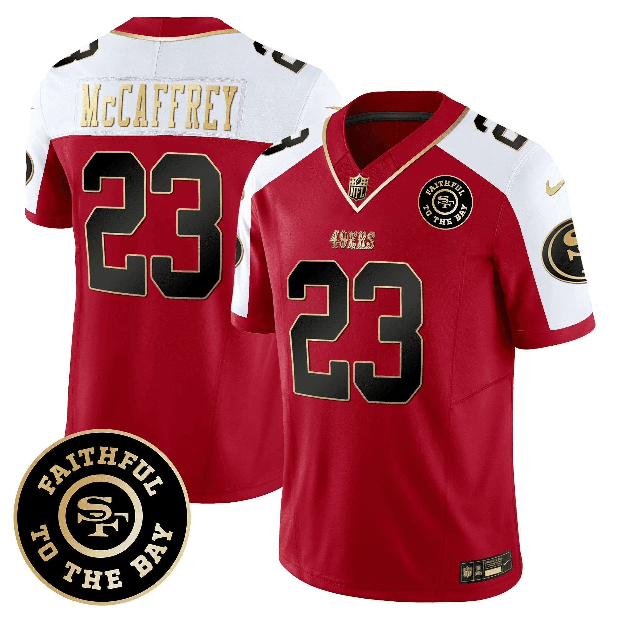Camisa NFL Christian McCaffrey San Francisco Faithful To The Bay Patch Vapor Limited Jersey