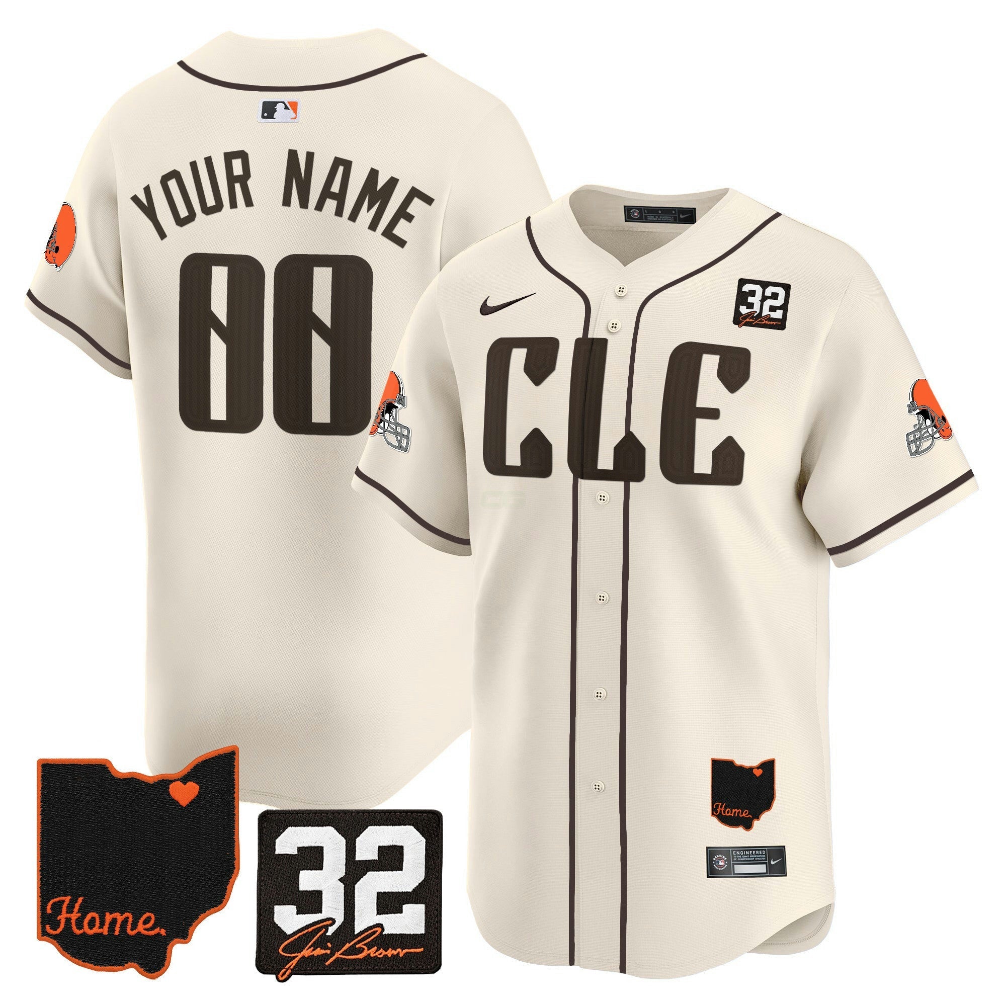 Camisa NFL Cleveland 2025 Jim Brown Memorial & Home Patch Vapor Premier Limited Jersey