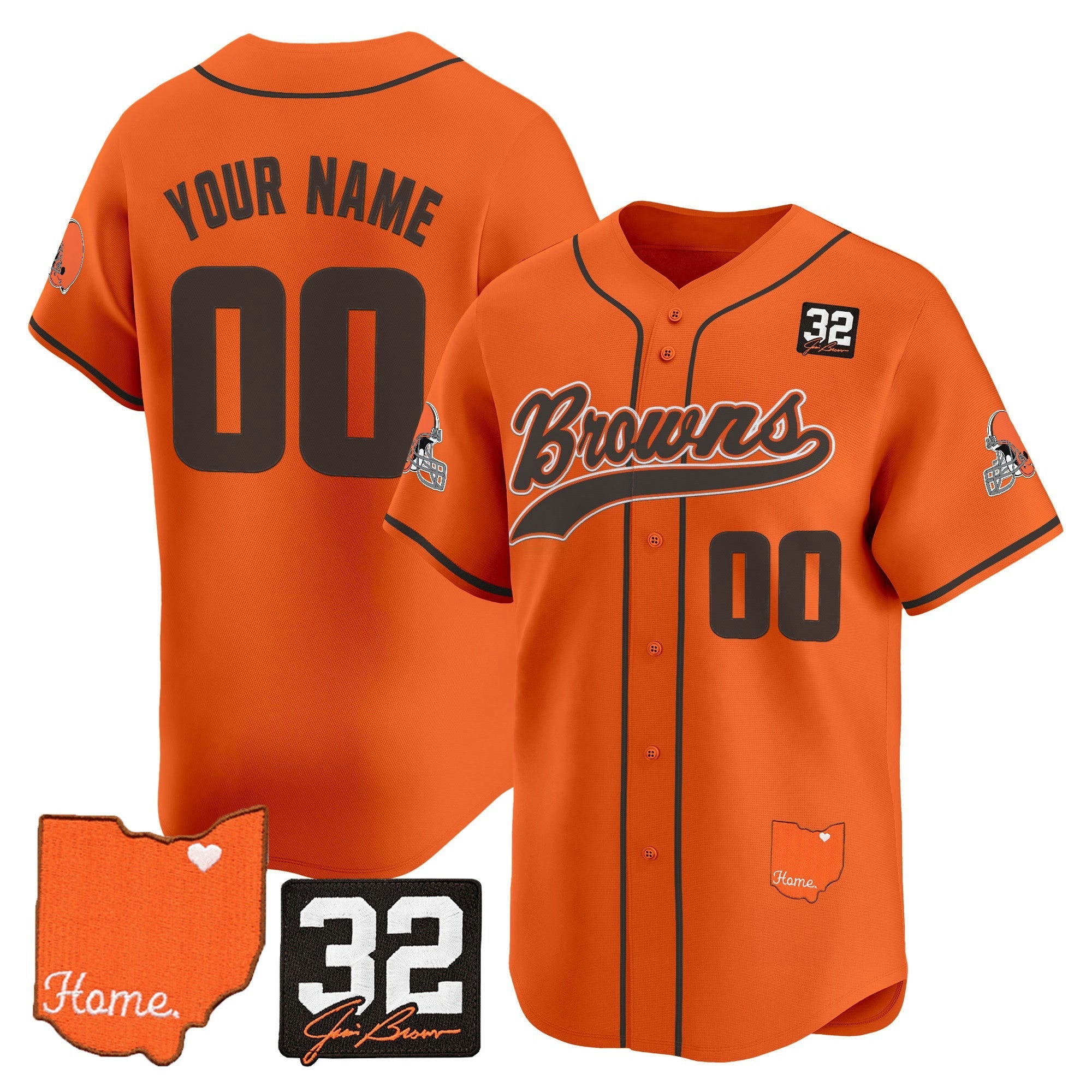 Camisa NFL Cleveland ‘#32 Jim Brown Memorial & Home Patch’ Vapor Jersey