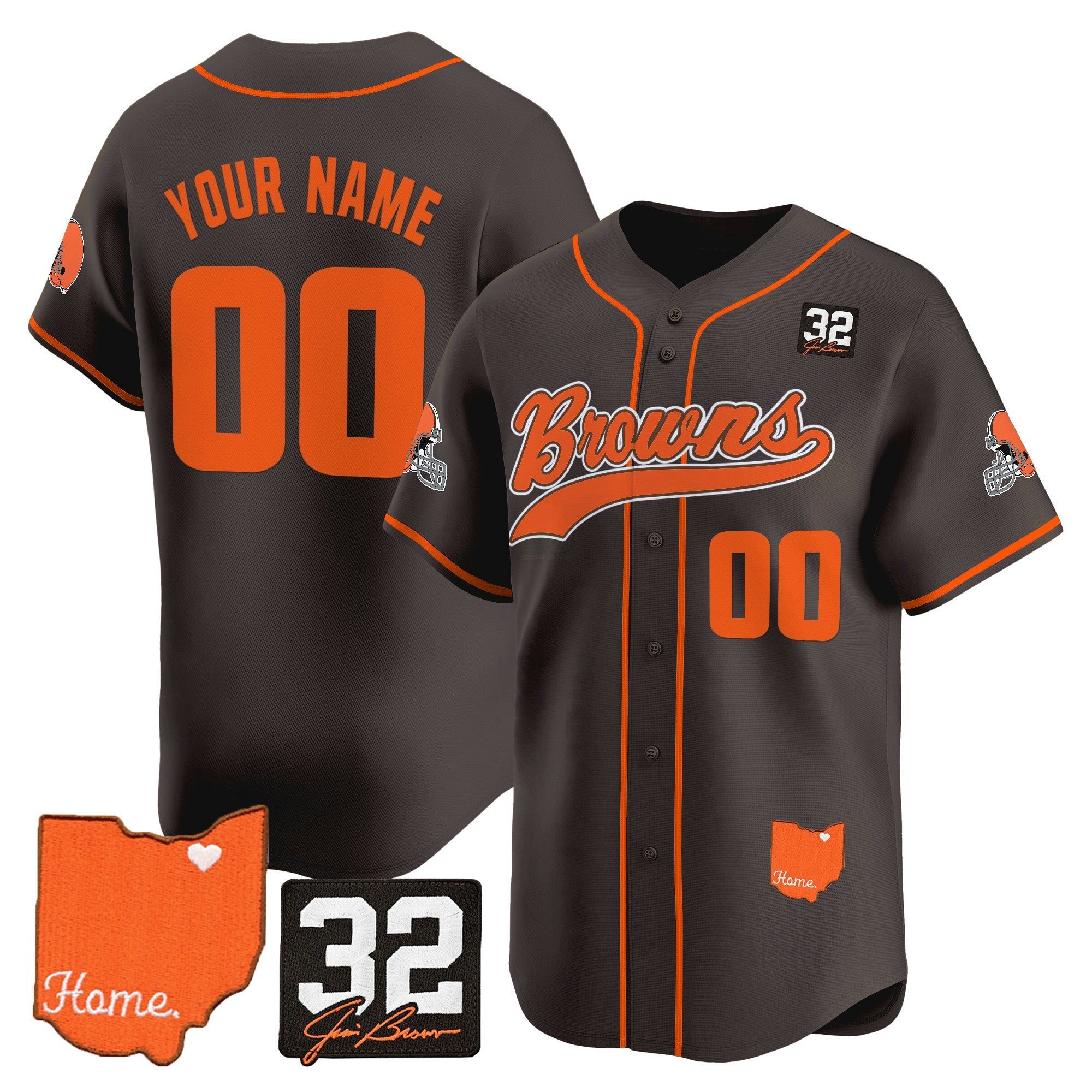 Camisa NFL Cleveland ‘#32 Jim Brown Memorial & Home Patch’ Vapor Jersey