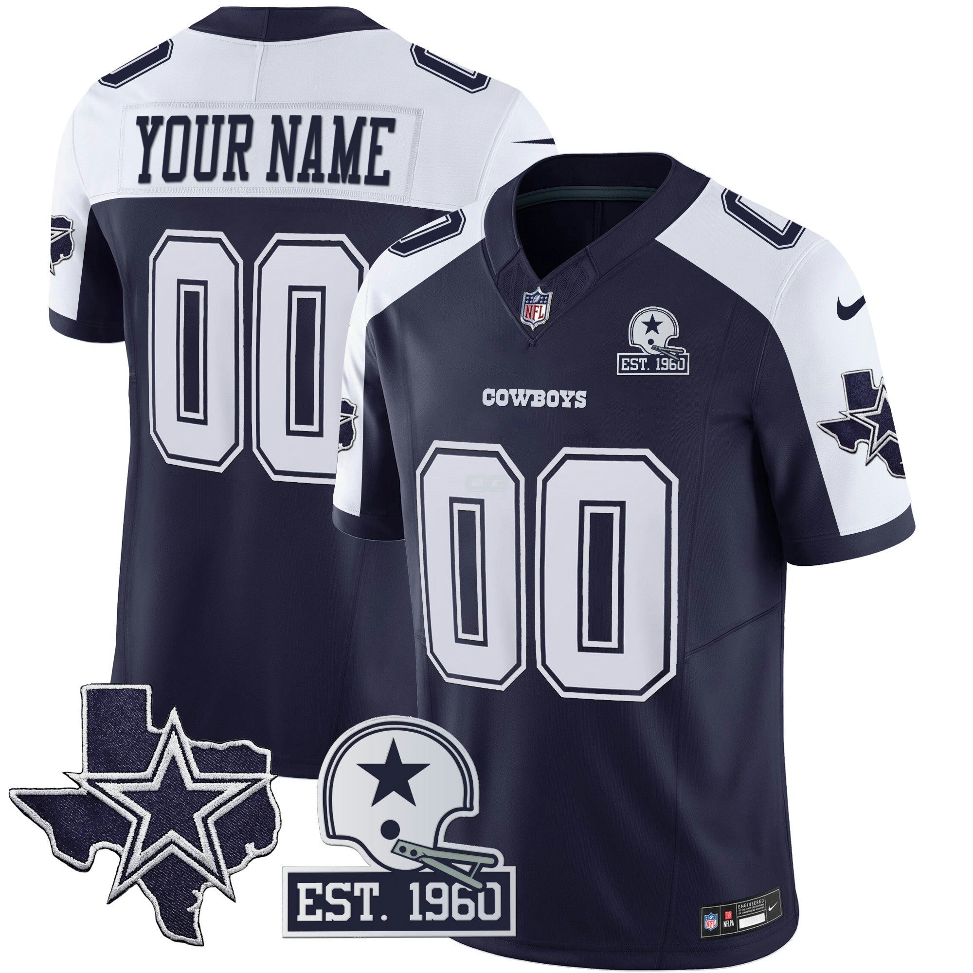 Camisa NFL Cowboys Throwback Texas Patch Vapor Limited Jersey
