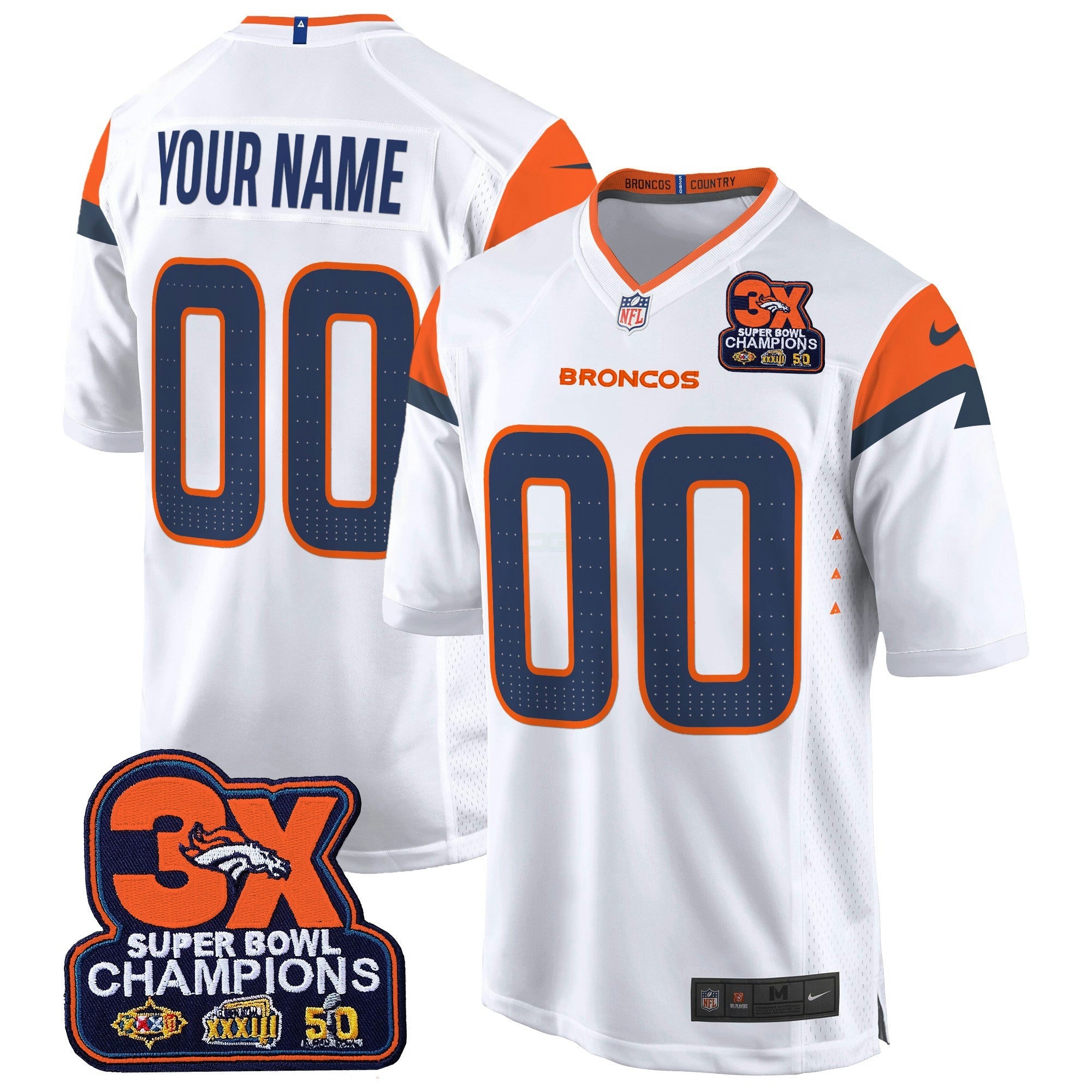 Camisa NFL Denver 3-Time Champions Patch Game Jersey – Al Stitched