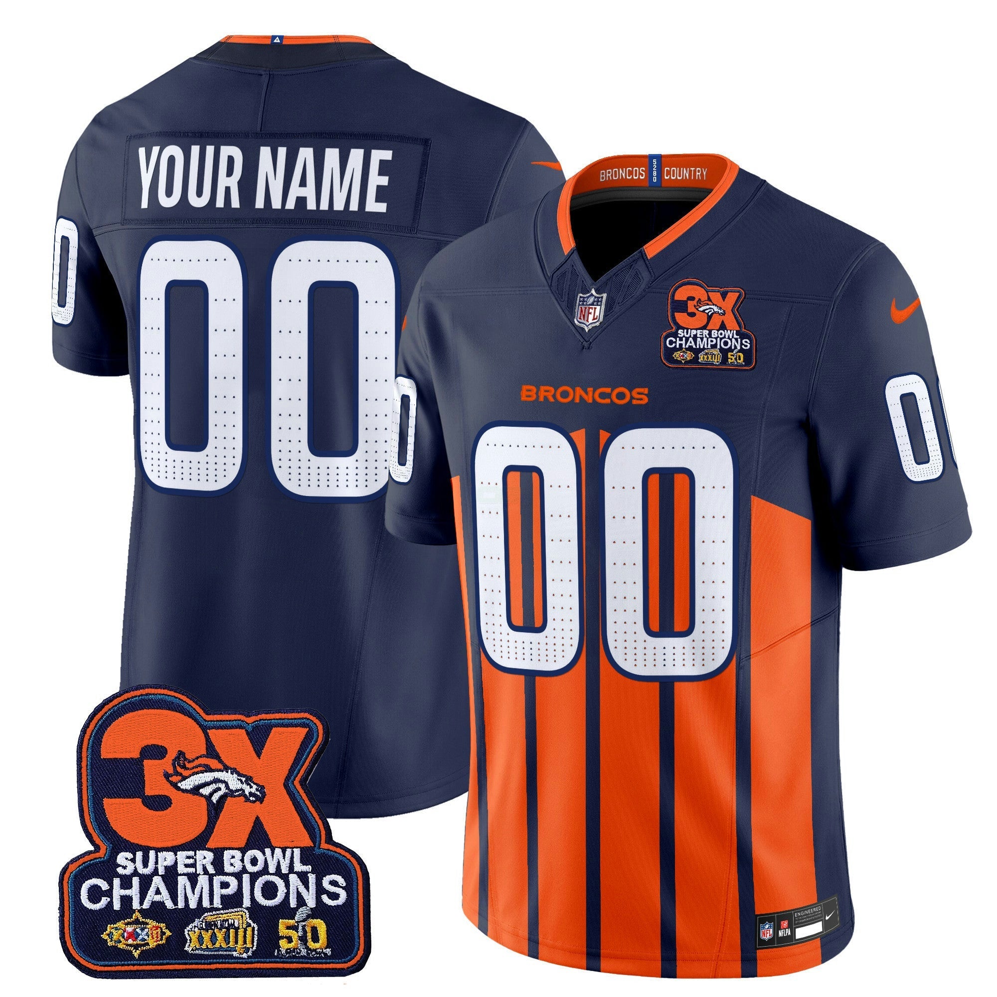 Camisa NFL Denver 3-Time Champions Patch Vapor Limited Jersey V2
