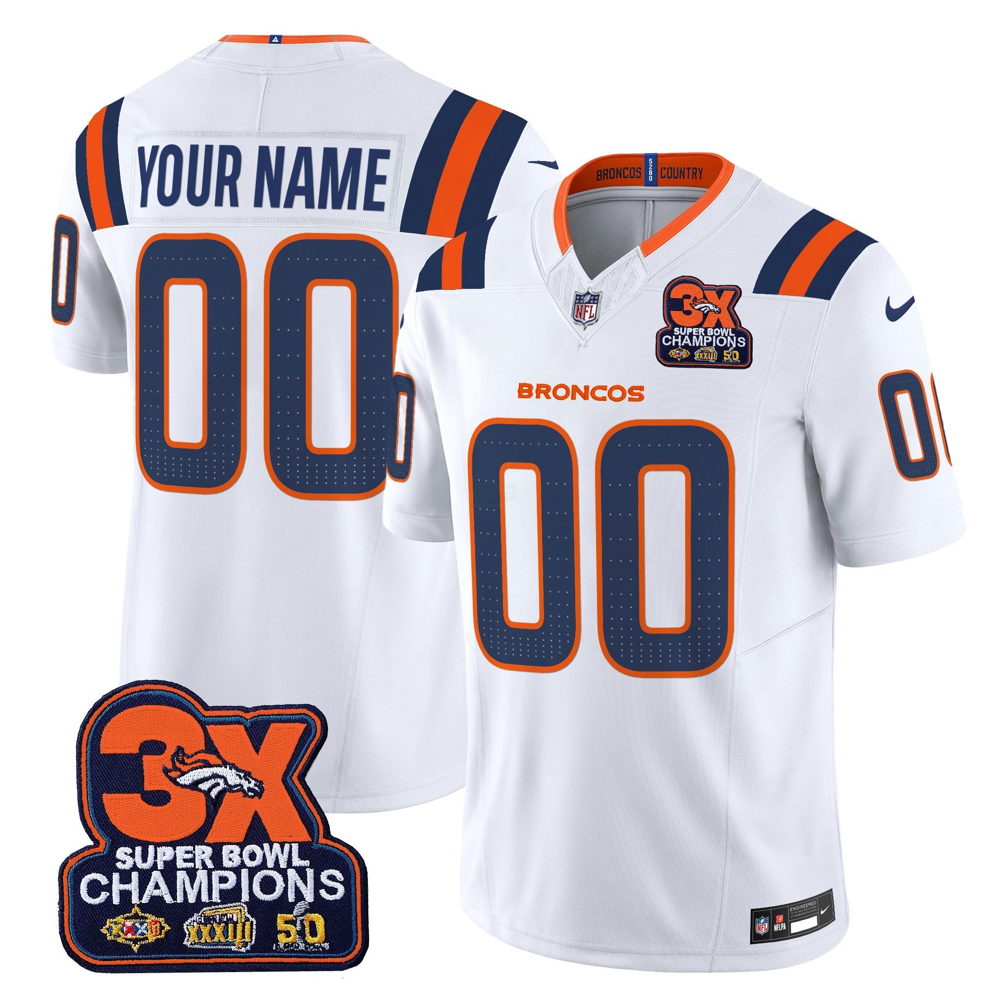 Camisa NFL Denver 3-Time Champions Patch Vapor Limited Jersey V2
