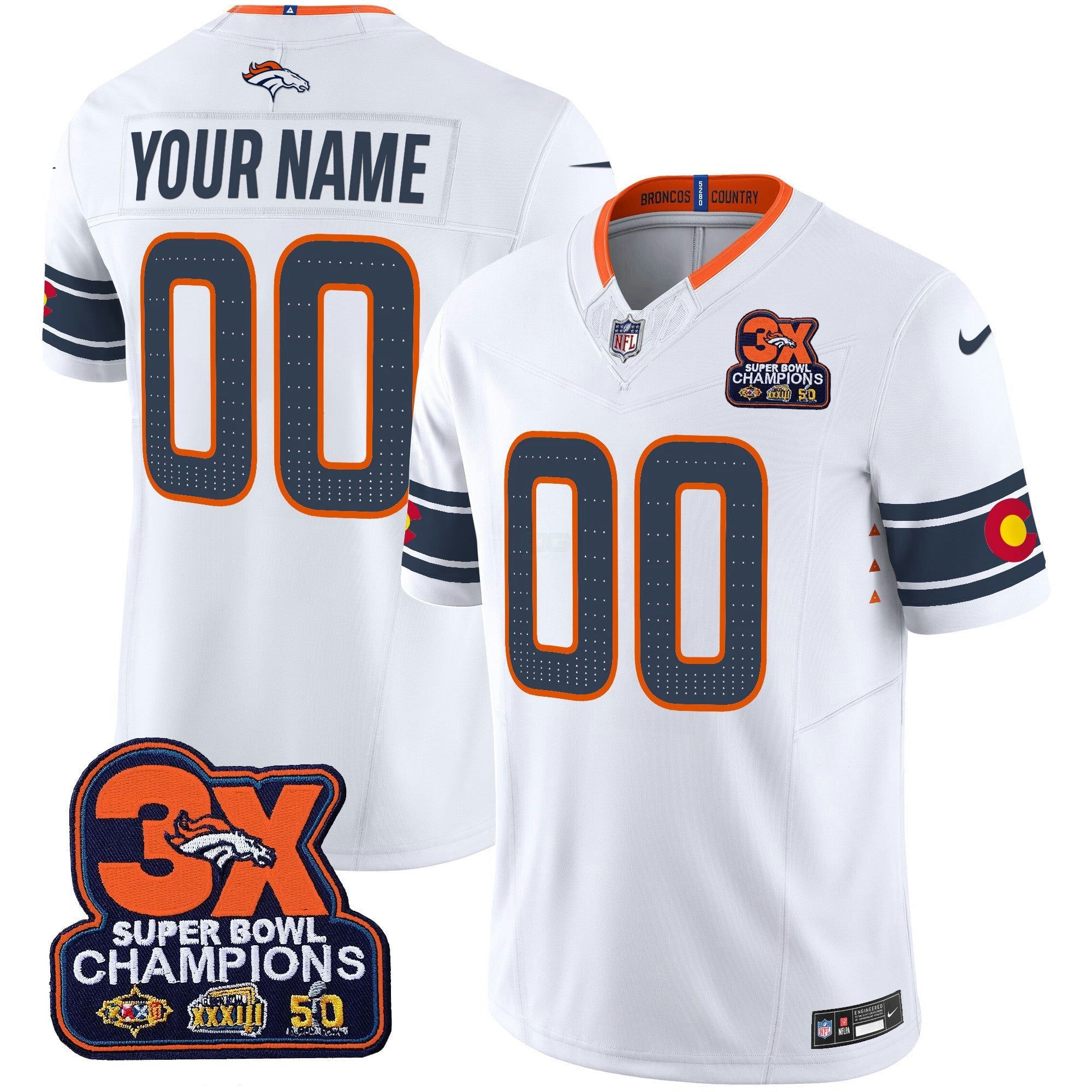 Camisa NFL Denver 3x Patch “Colorado Flag” Vapor Limited Jersey
