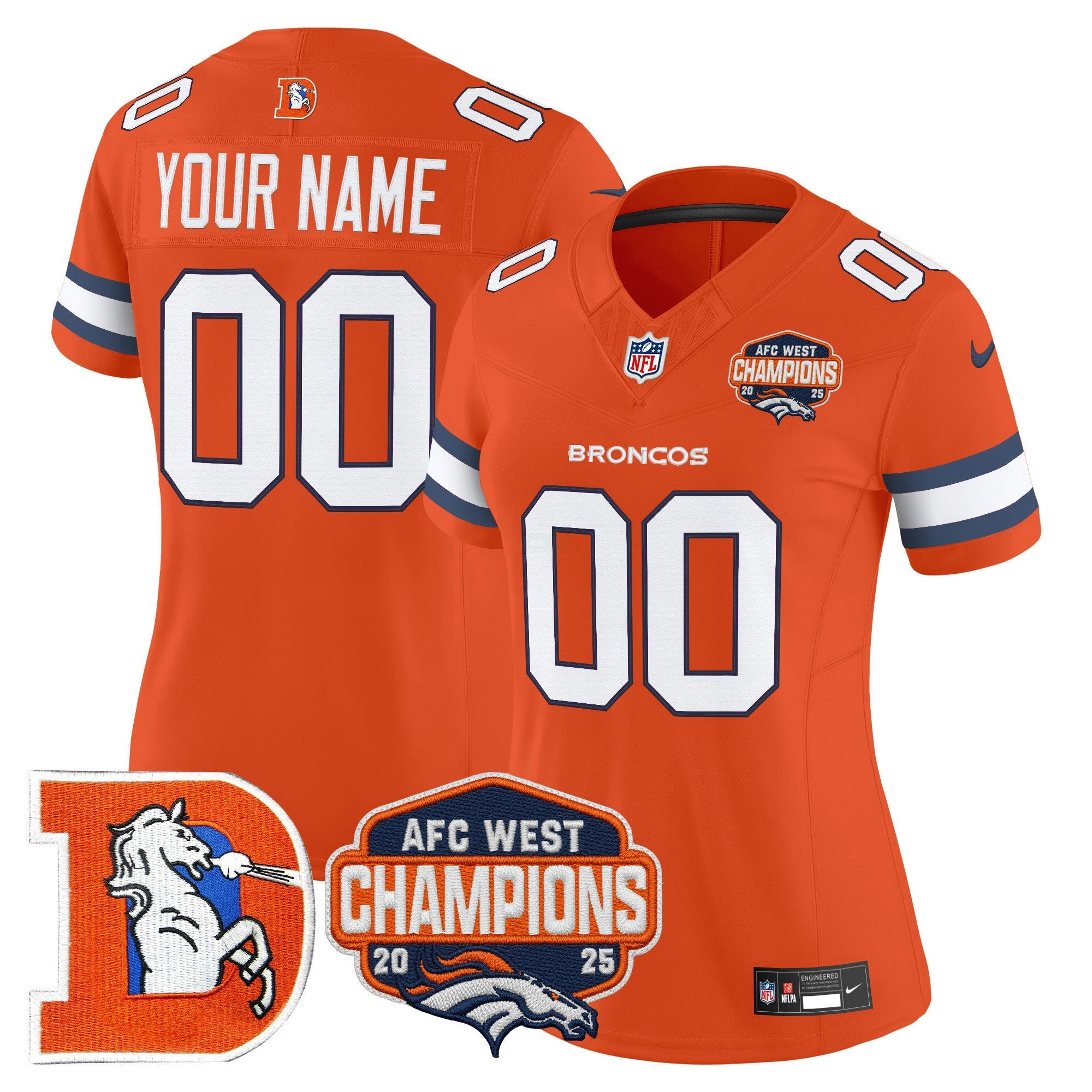 Camisa NFL Denver Throwback Vapor Limited Jersey – 2025 AFC West Division Champions Patch