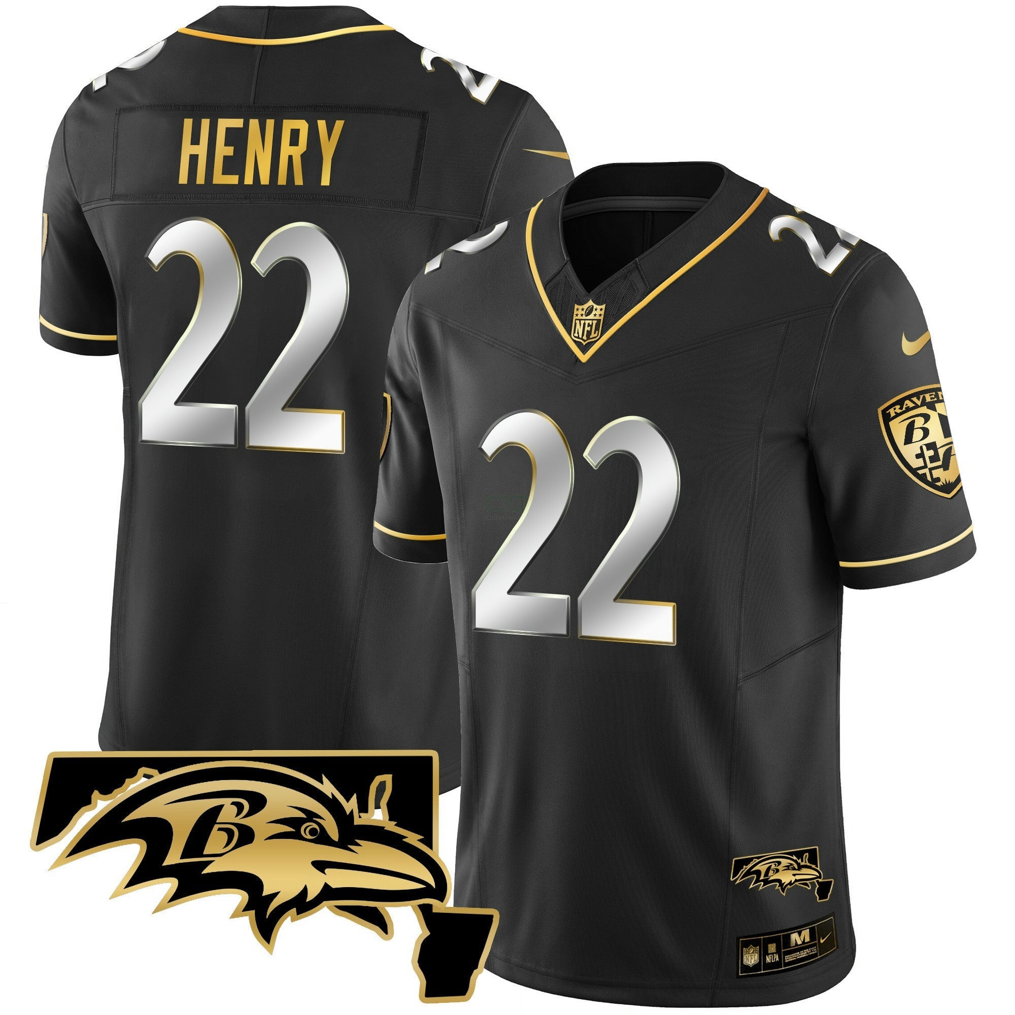 Camisa NFL Derrick Henry Maryland Patch Vapor Dourada Jersey
