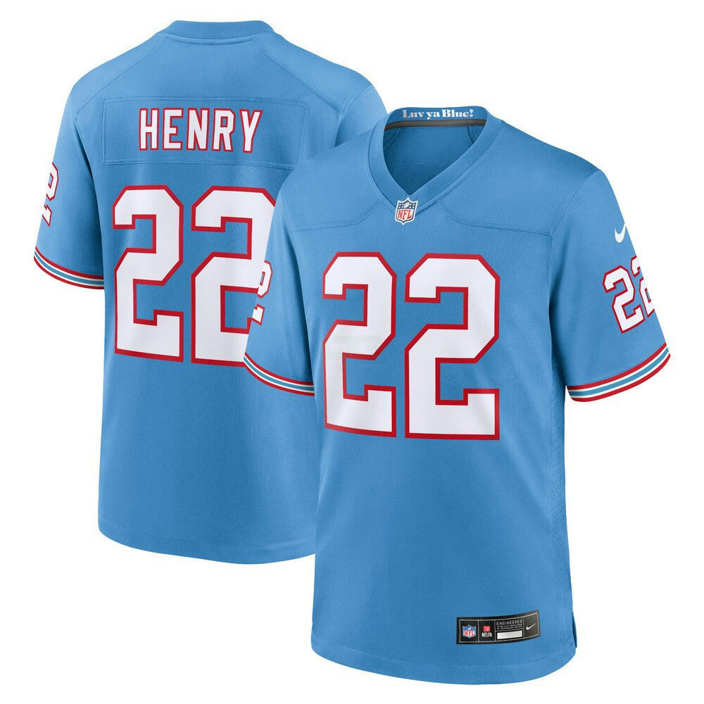 Camisa NFL Derrick Henry Tennessee Oilers Throwback Light Blue Jersey