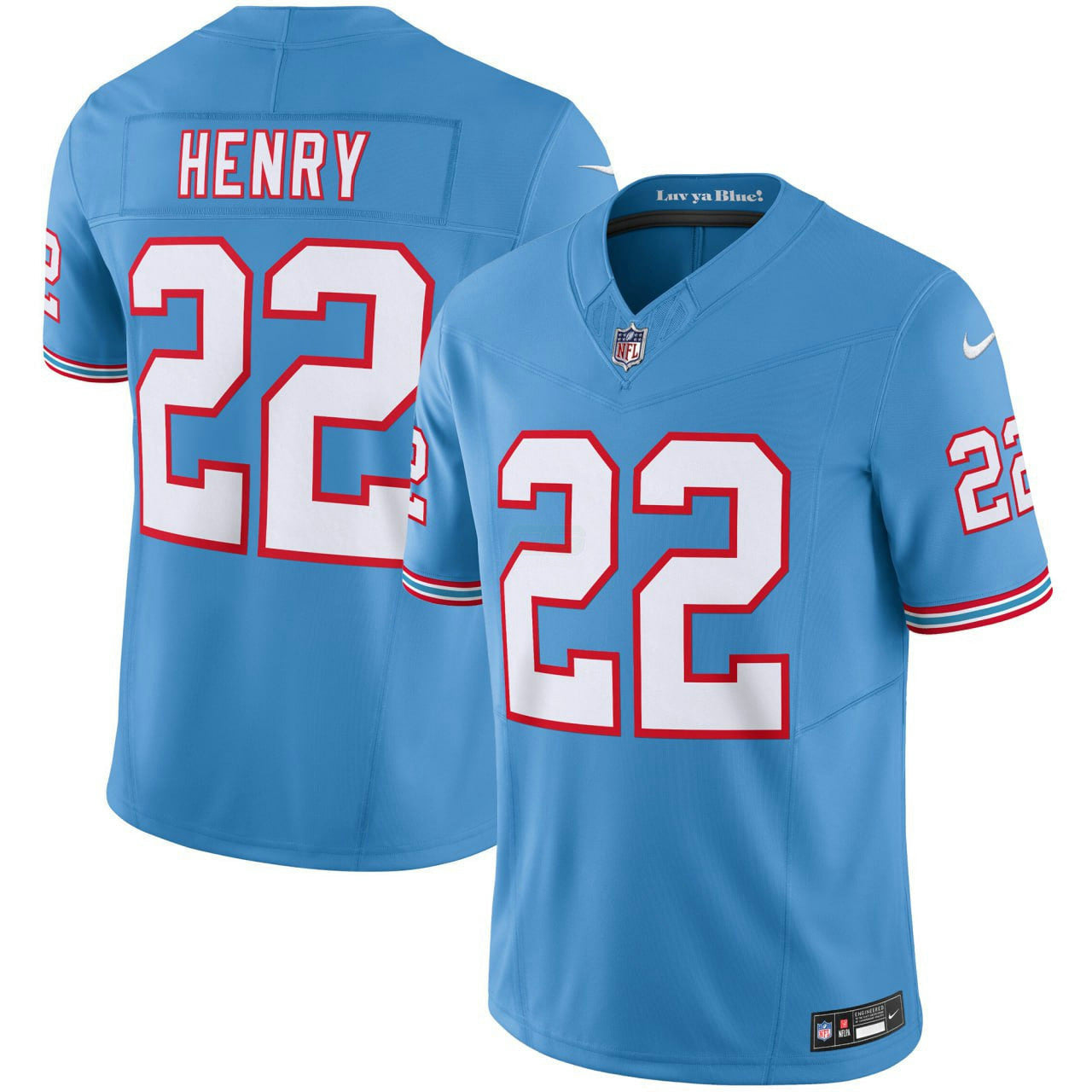 Camisa NFL Derrick Henry Tennessee Oilers Throwback Light Blue Jersey