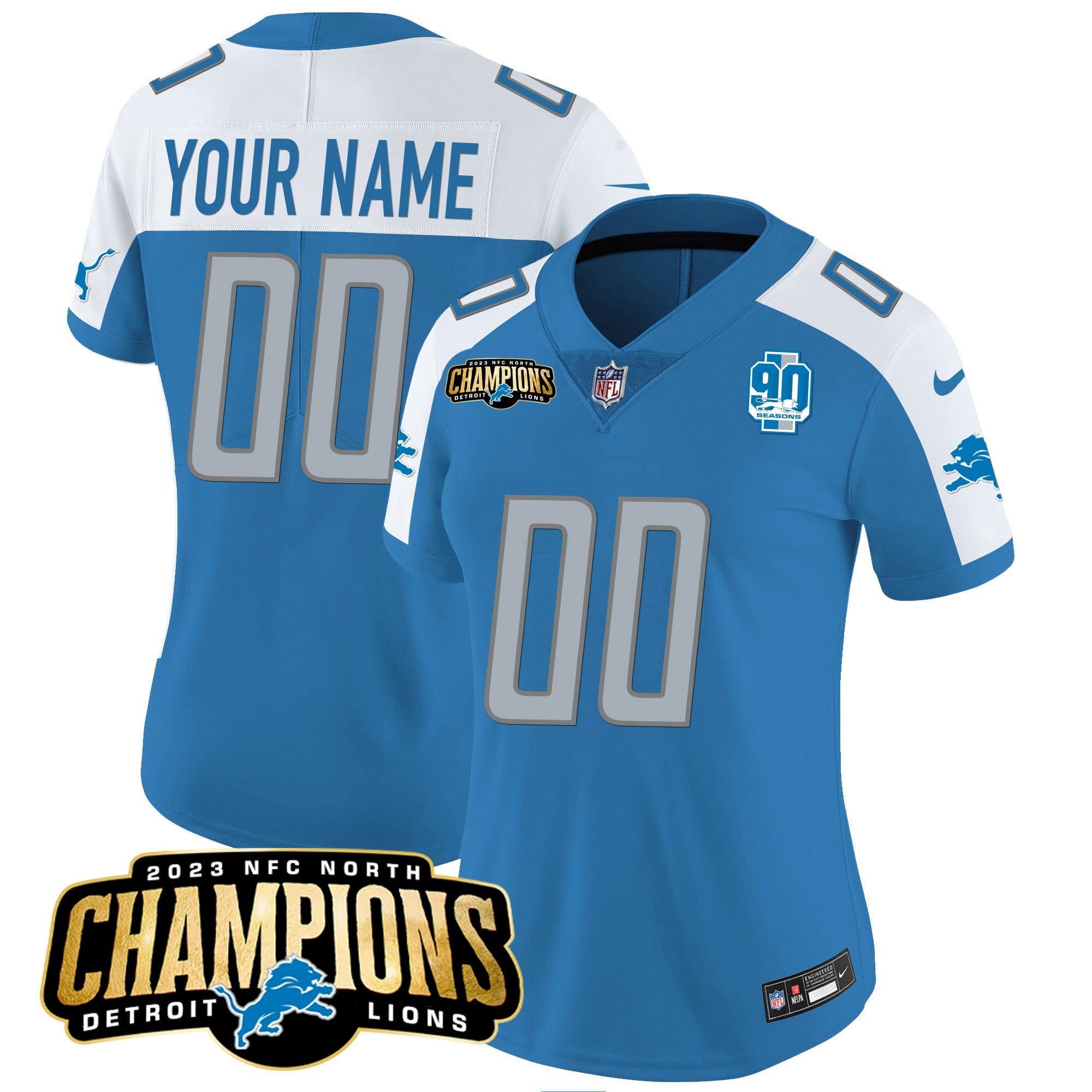 Camisa NFL Detroit 2023 NFC North Champions Patch Vapor Jersey V2