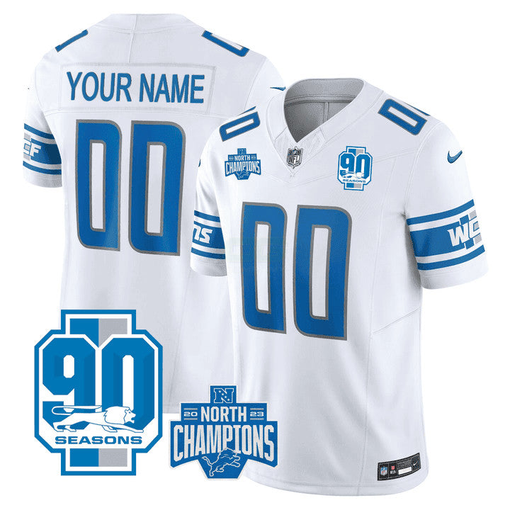 Camisa NFL Detroit 2023 NFC North Division Champions & 90th Year Patch Vapor Jersey
