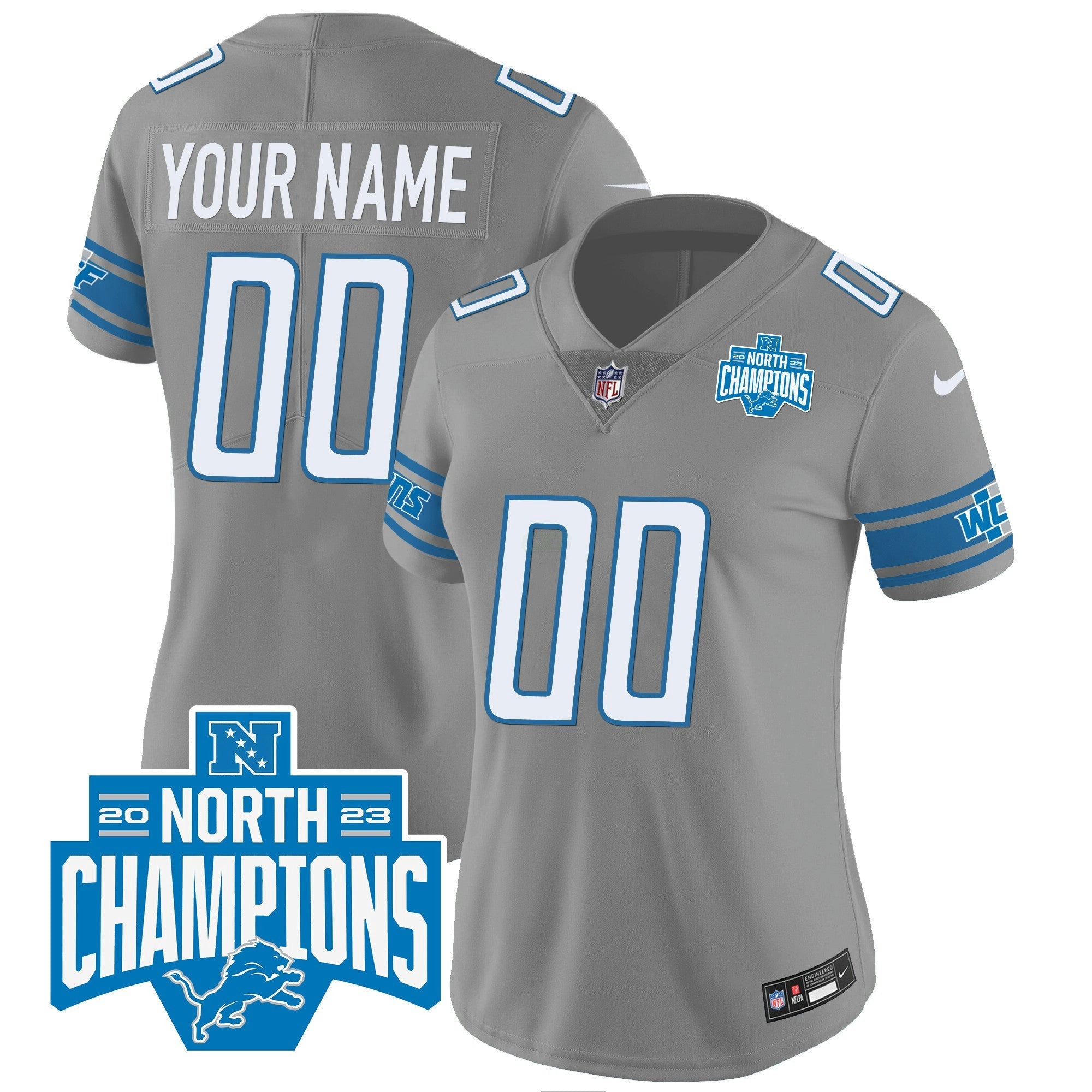Camisa NFL Detroit 2023 NFC North Division Champions Patch Vapor Jersey