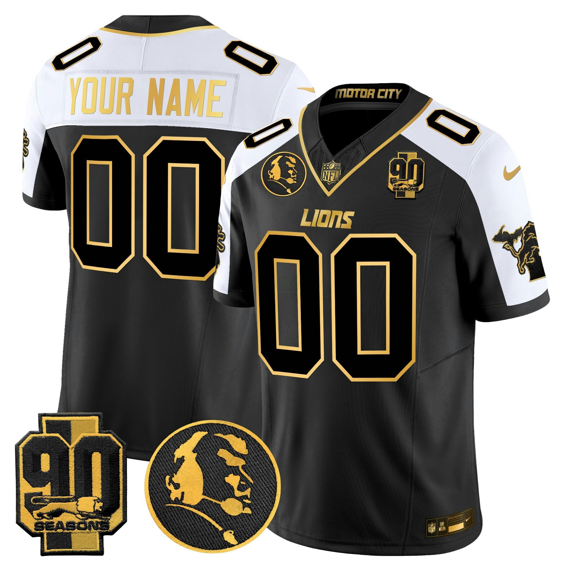 Camisa NFL Detroit 2024 90th & John Madden Patch Dourada Vapor Limited Jersey