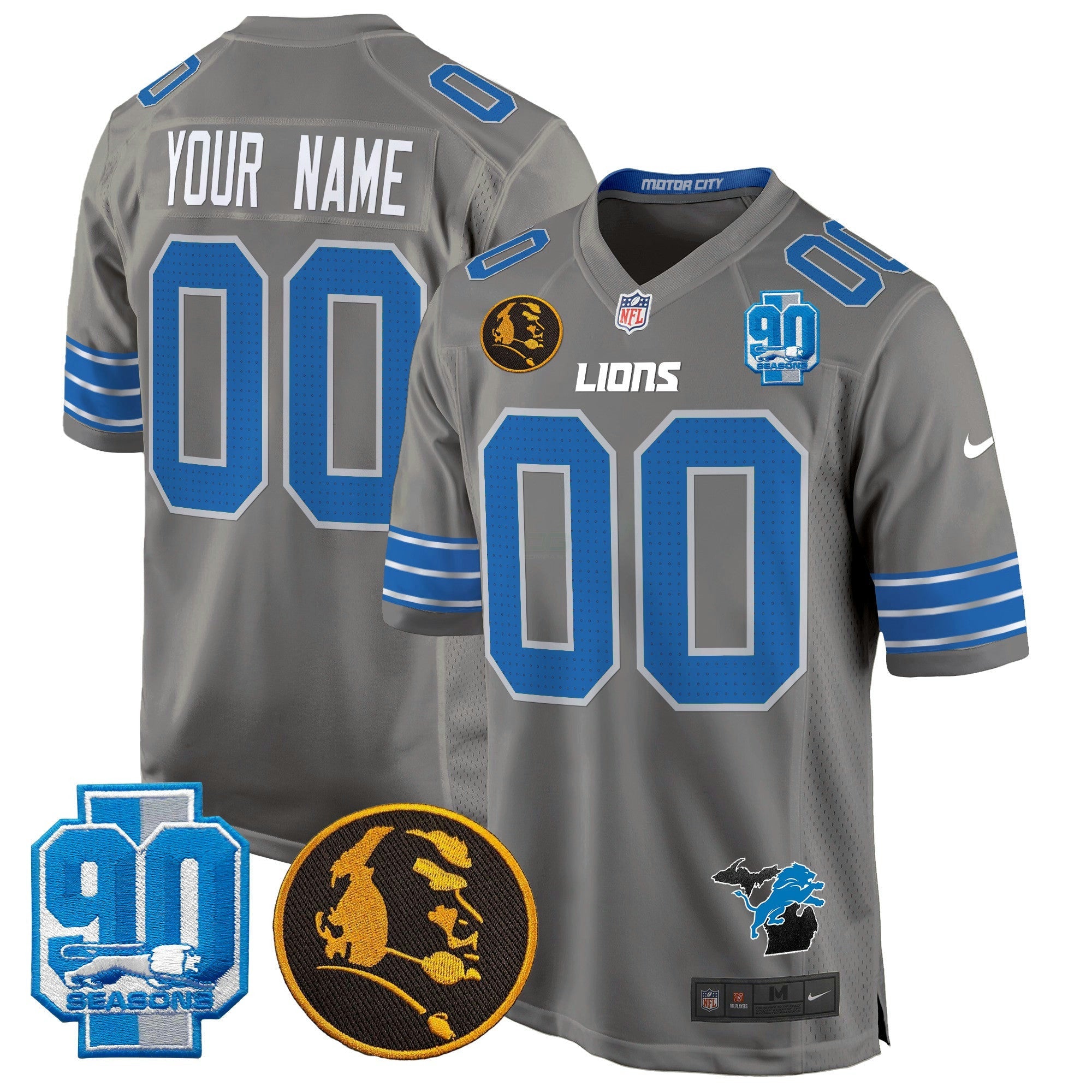 Camisa NFL Detroit 2024 90th & John Madden Patch Game Jersey