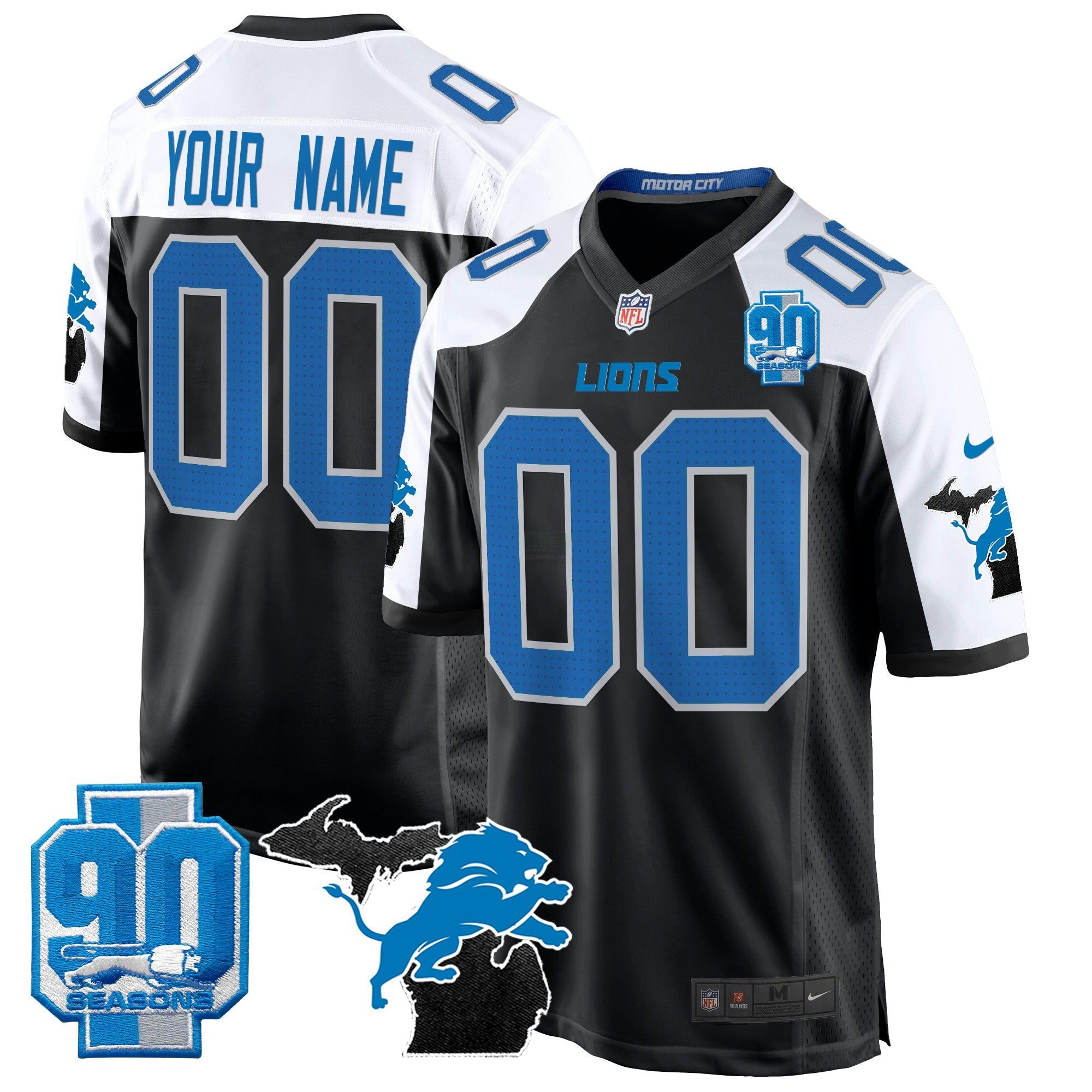 Camisa NFL Detroit 2024 Michigan & 90th Year Patch Game Jersey