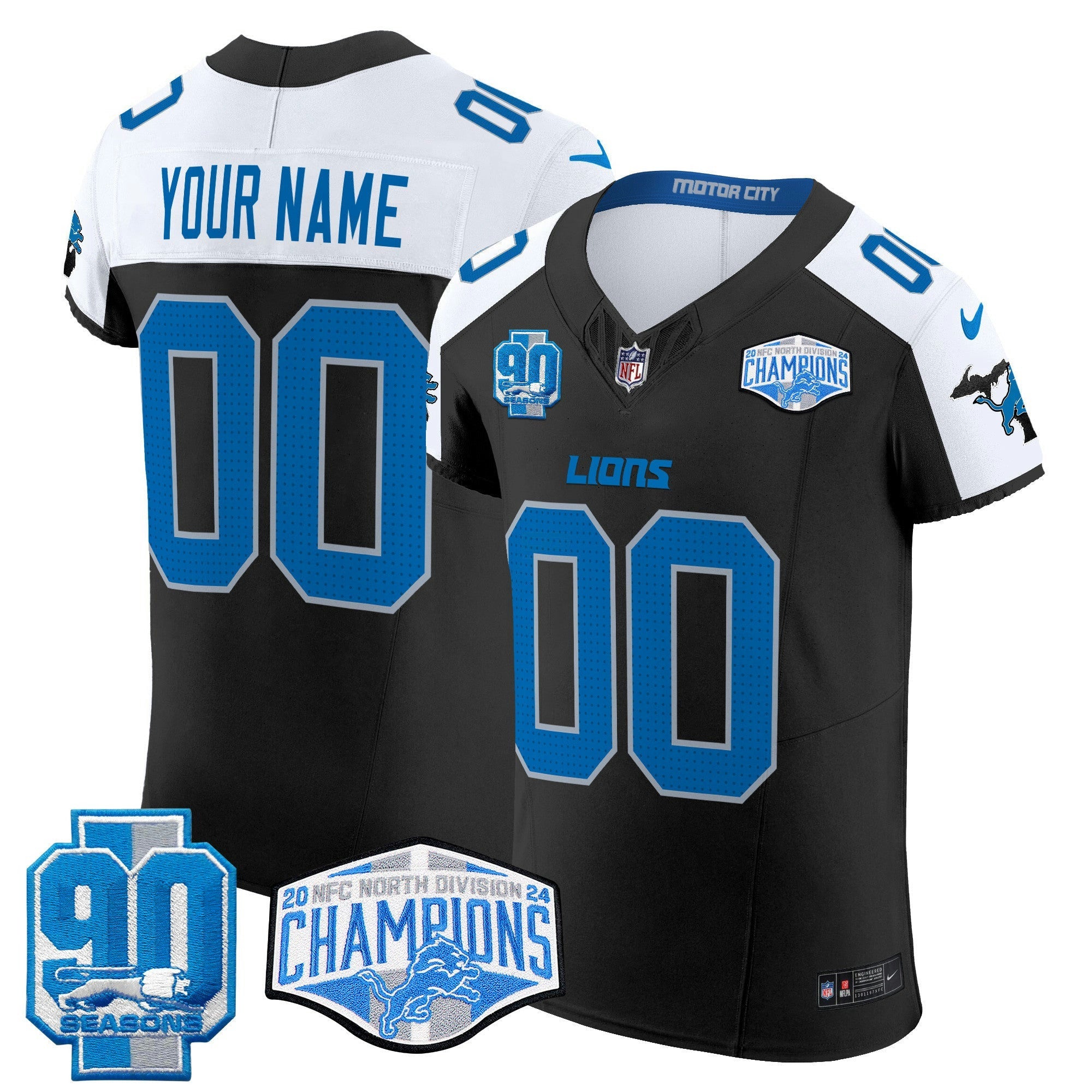Camisa NFL Detroit 2024 NFC North Division Champions Patch Vapor Elite Jersey