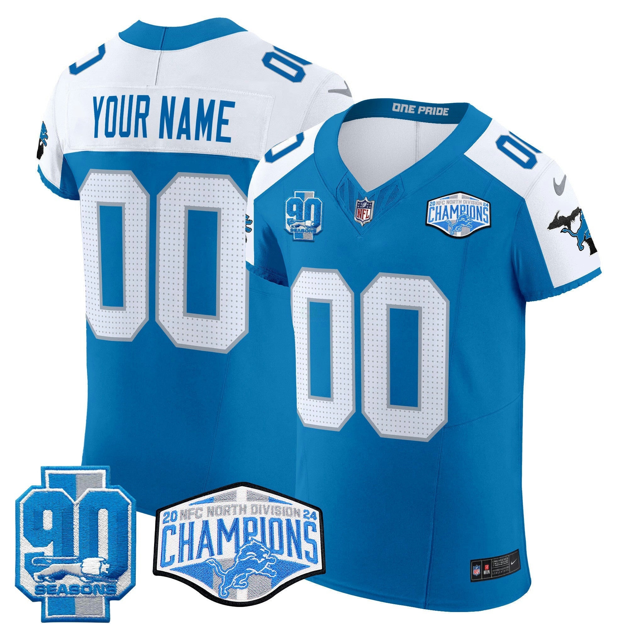 Camisa NFL Detroit 2024 NFC North Division Champions Patch Vapor Elite Jersey