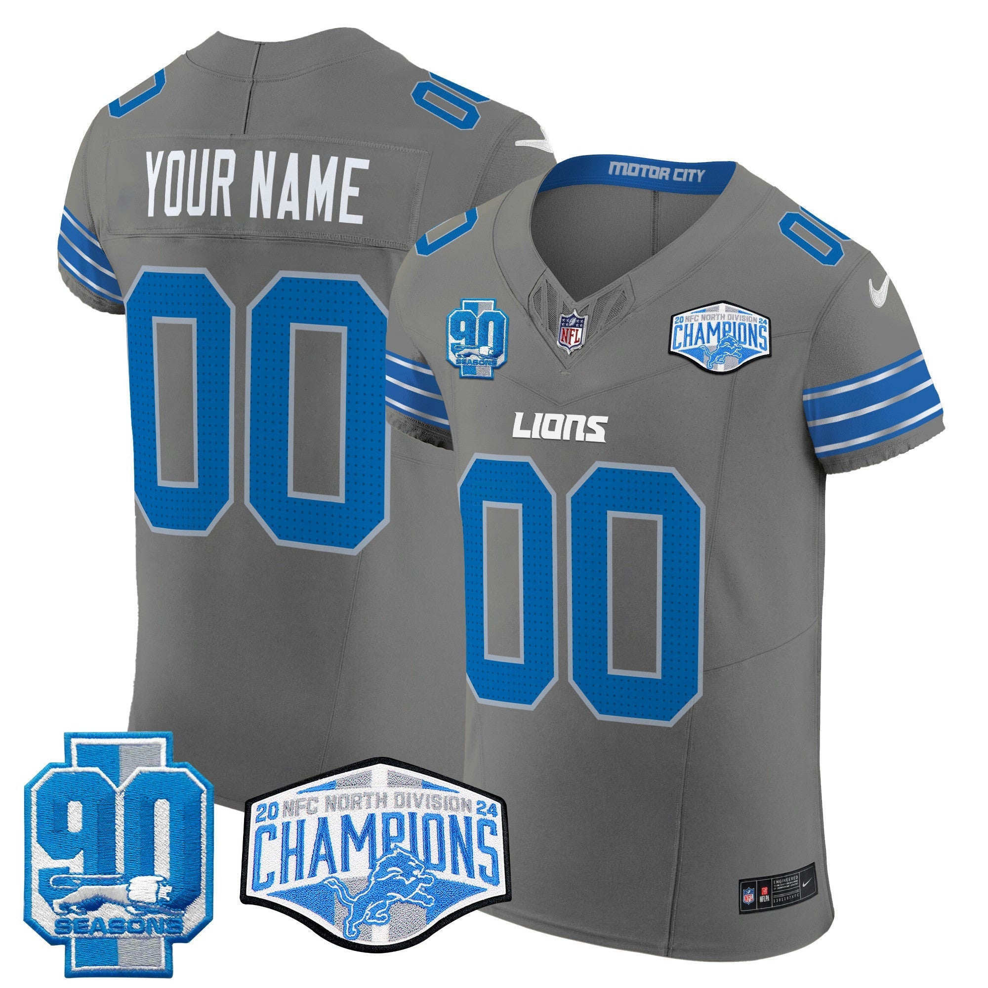 Camisa NFL Detroit 2024 NFC North Division Champions Patch Vapor Elite Jersey