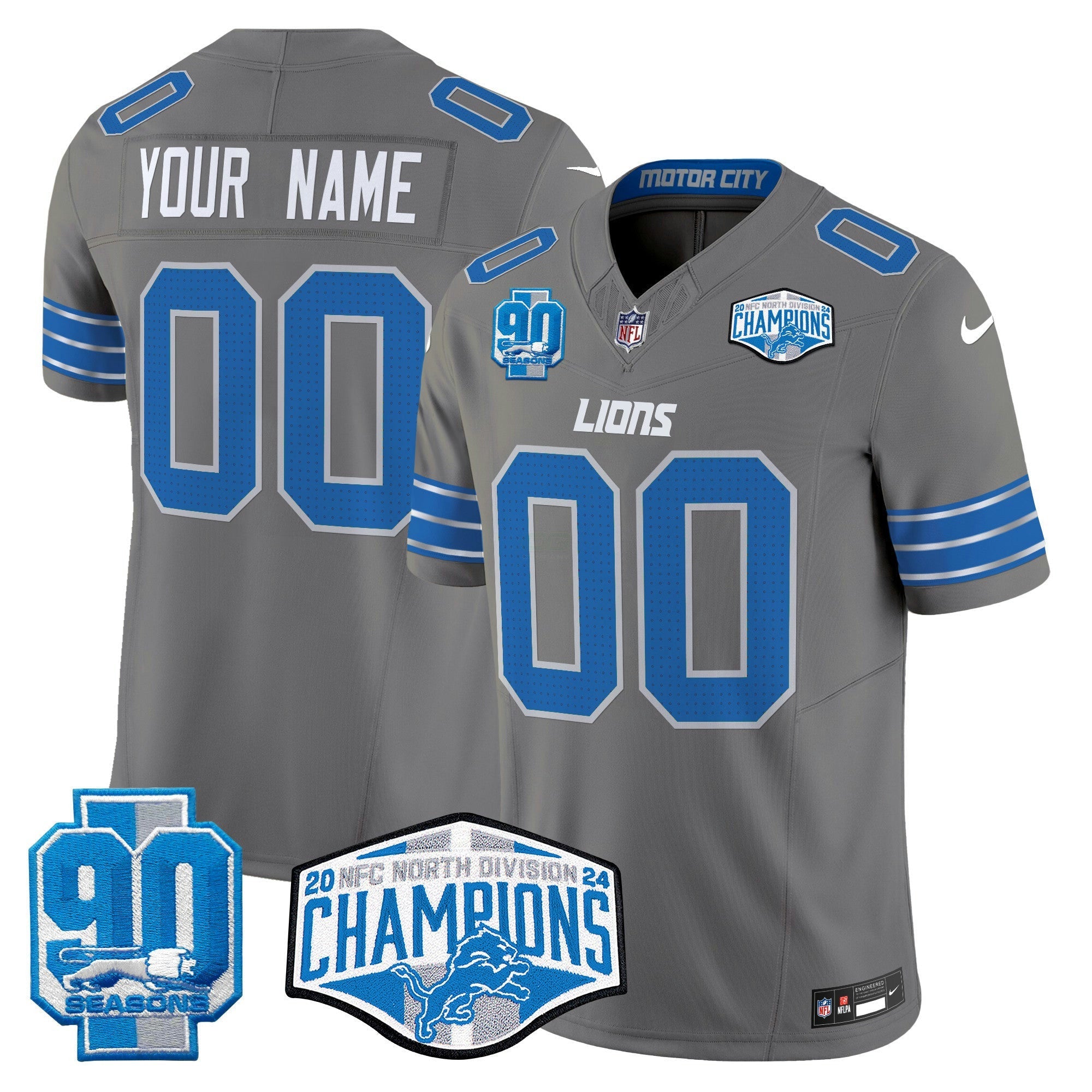 Camisa NFL Detroit 2024 NFC North Division Champions Patch Vapor Limited Jersey