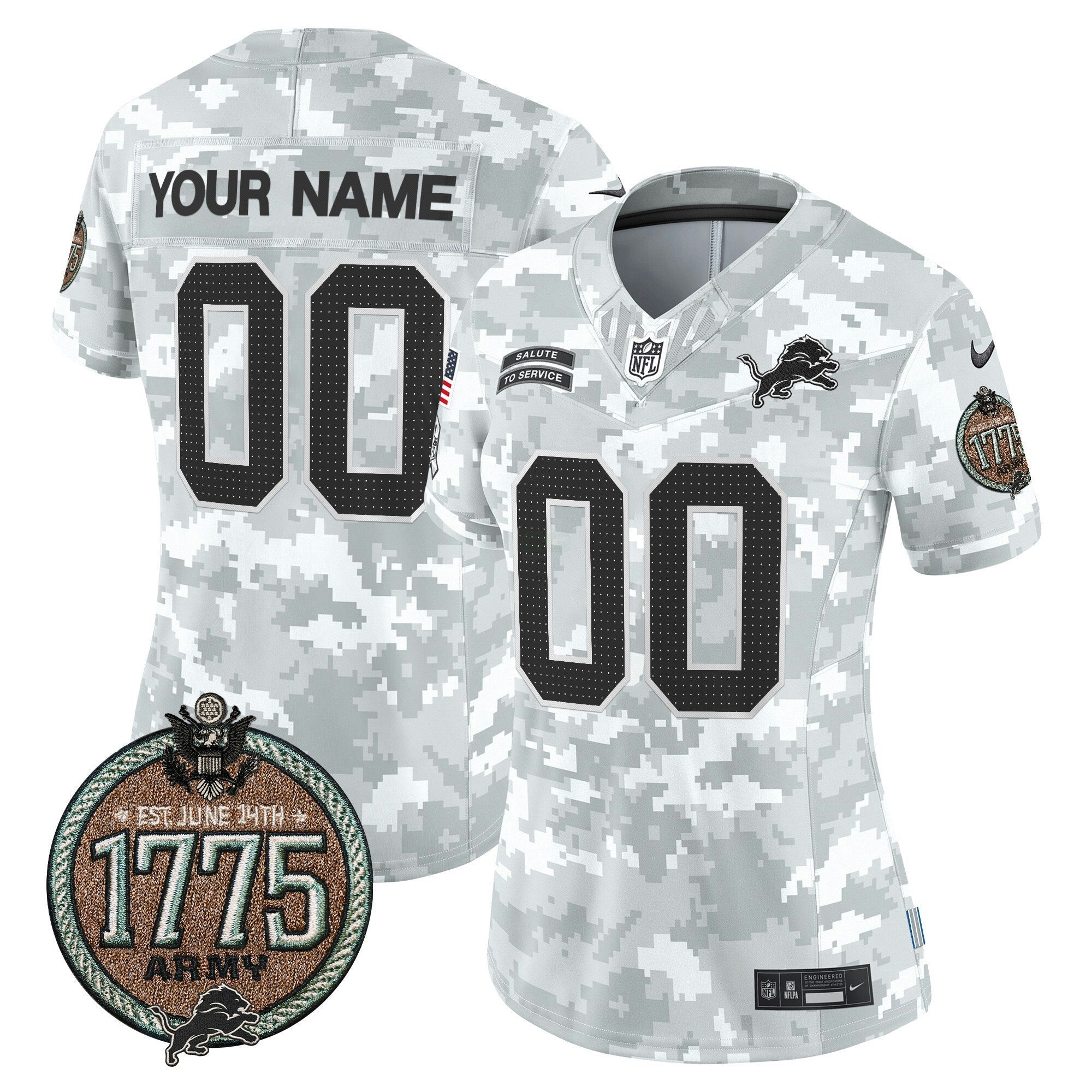 Camisa NFL Detroit 2024 Salute to Service Establishment Year Patch Vapor Limited Jersey